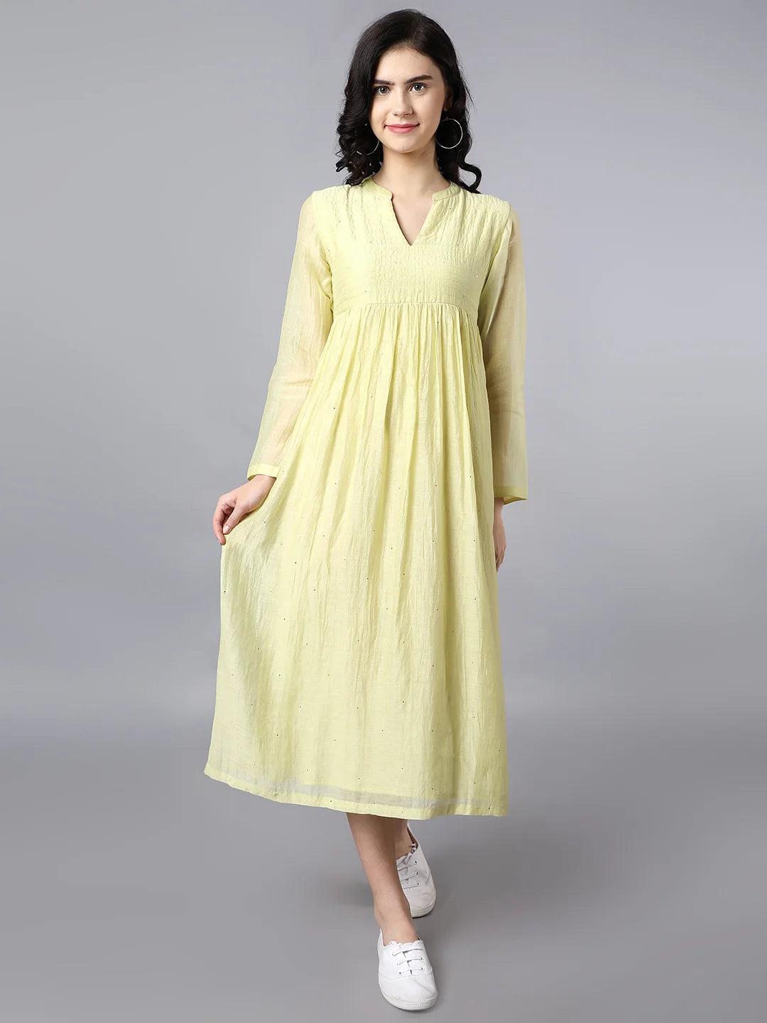 Yellow Dress with Zari Textures