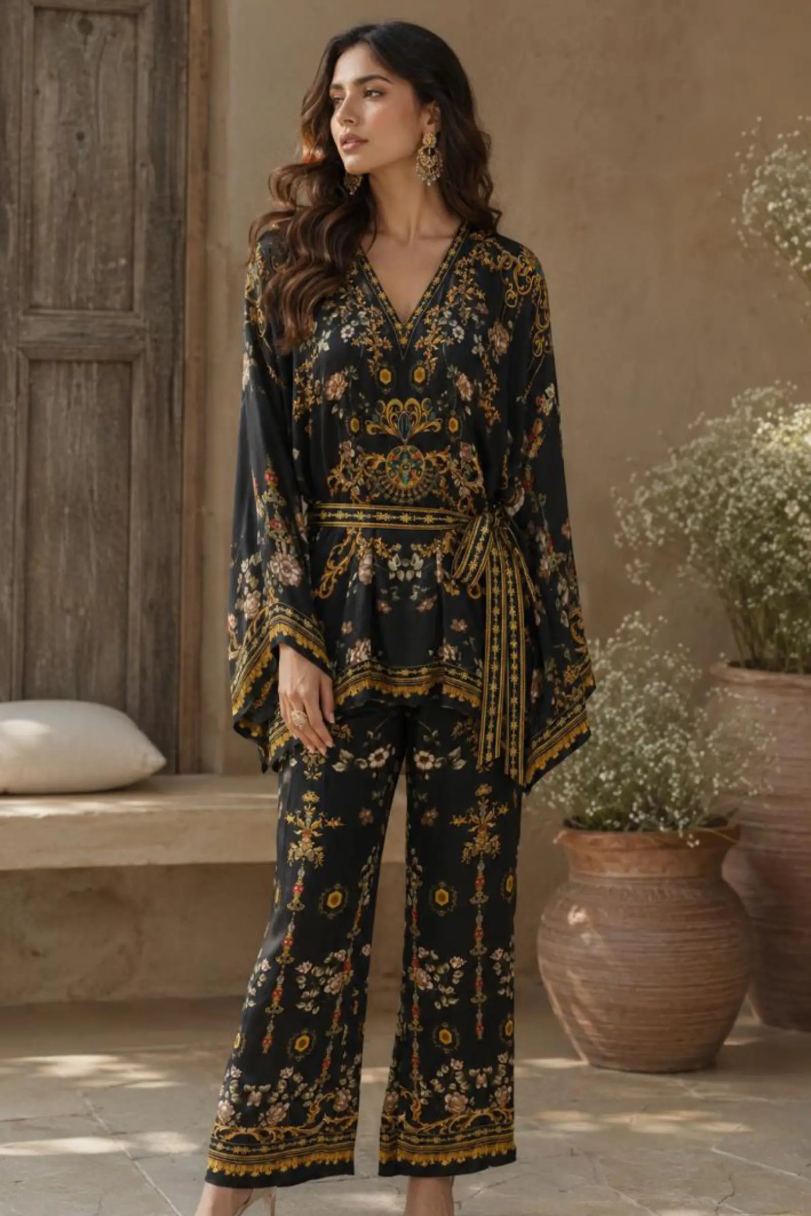 Swara Modal Satin Ditsy Floral Print Co-ord Set