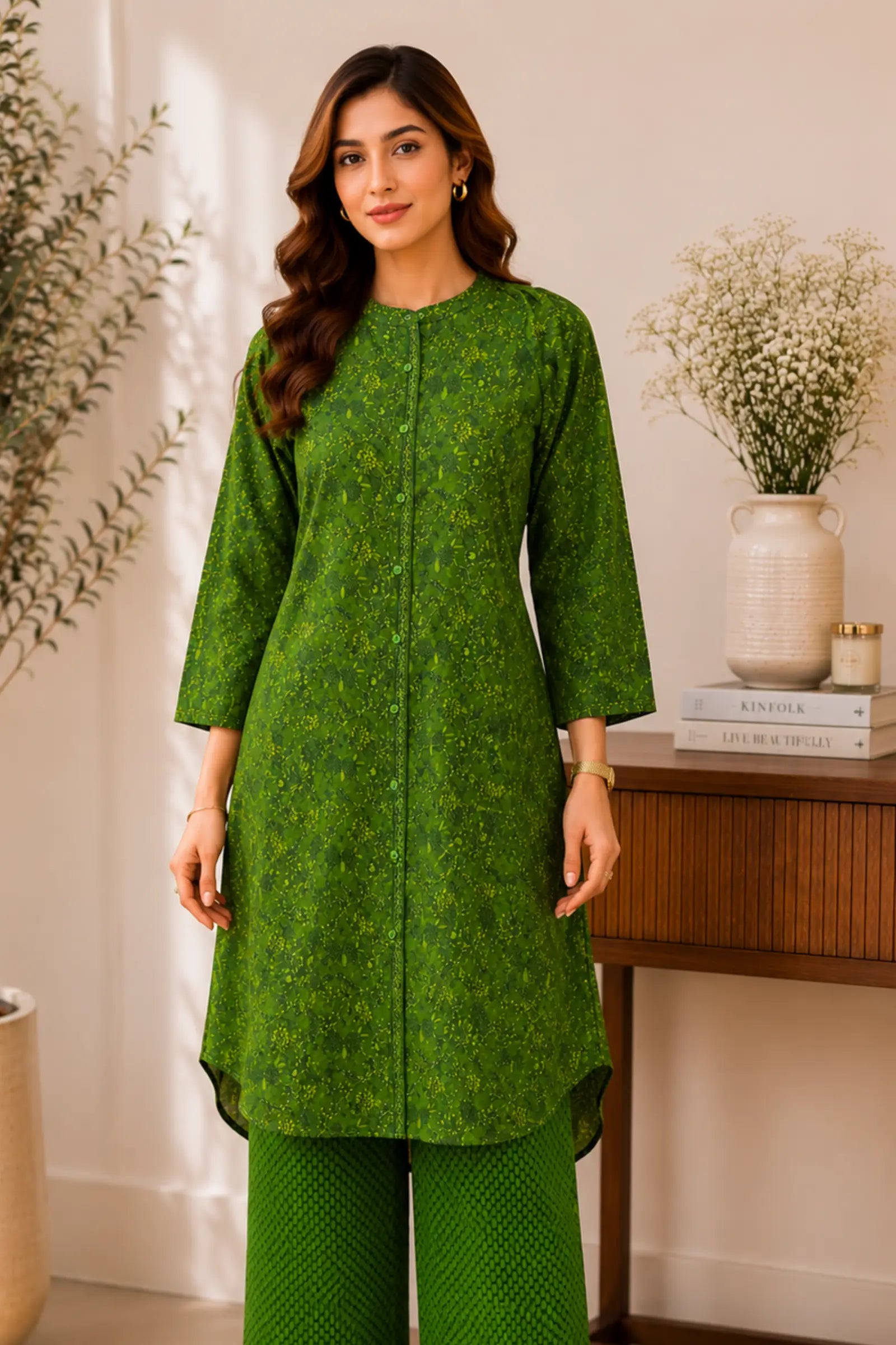 Eesha Cotton Leaf Green Co-ord Set