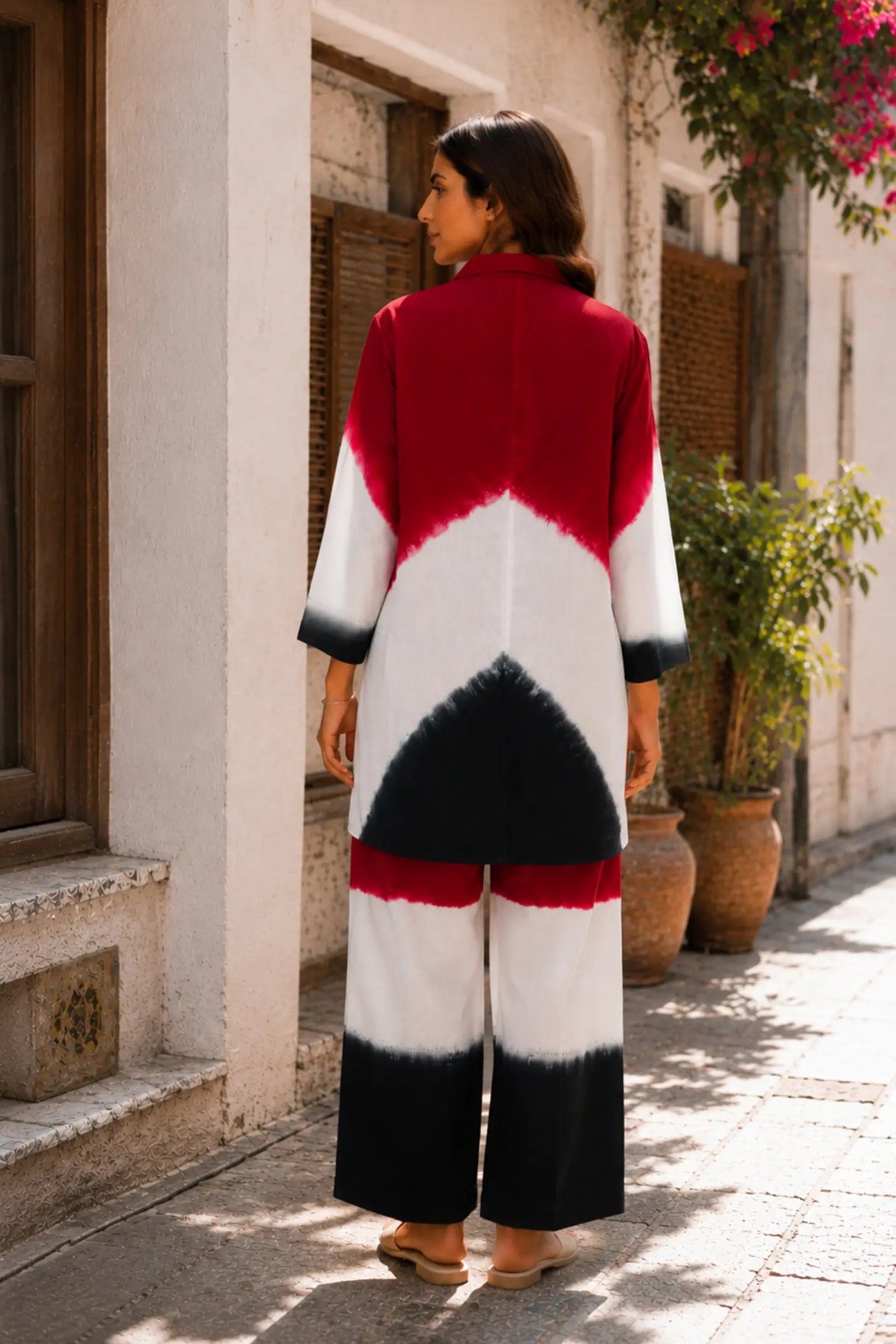Yauvini Crimson Tide Tie-Dye Cotton Co-Ord Set
