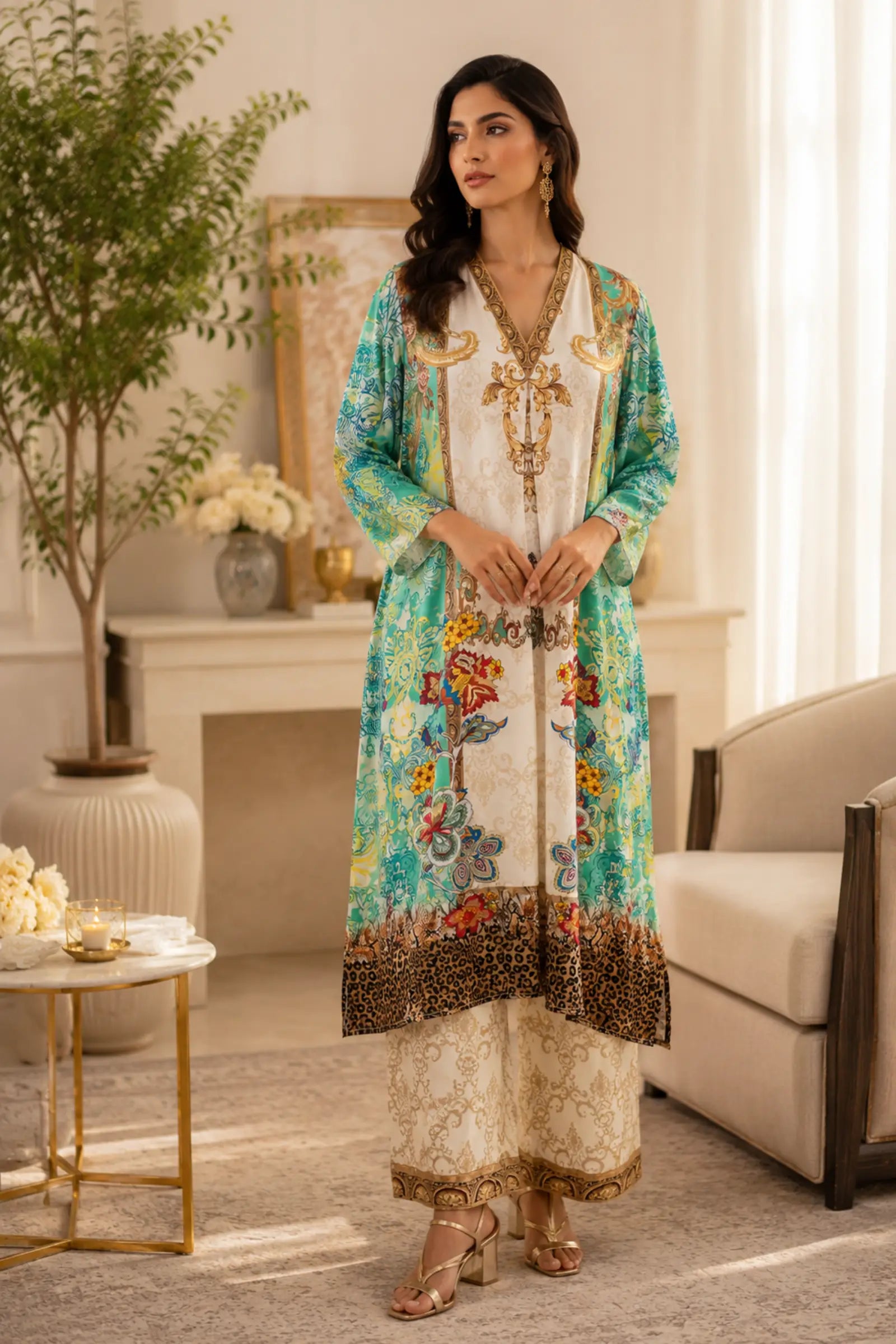 Abstract paisley Printed Kurta With Trouser