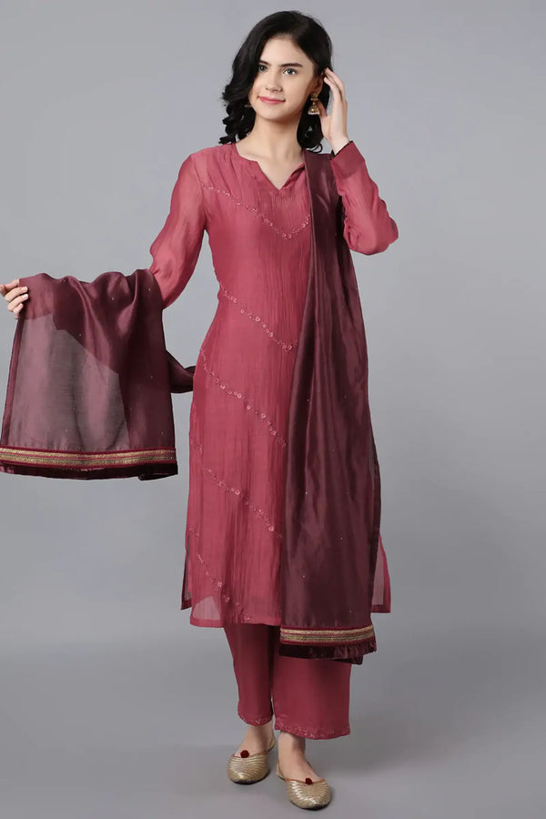 V neck chanderi kurta