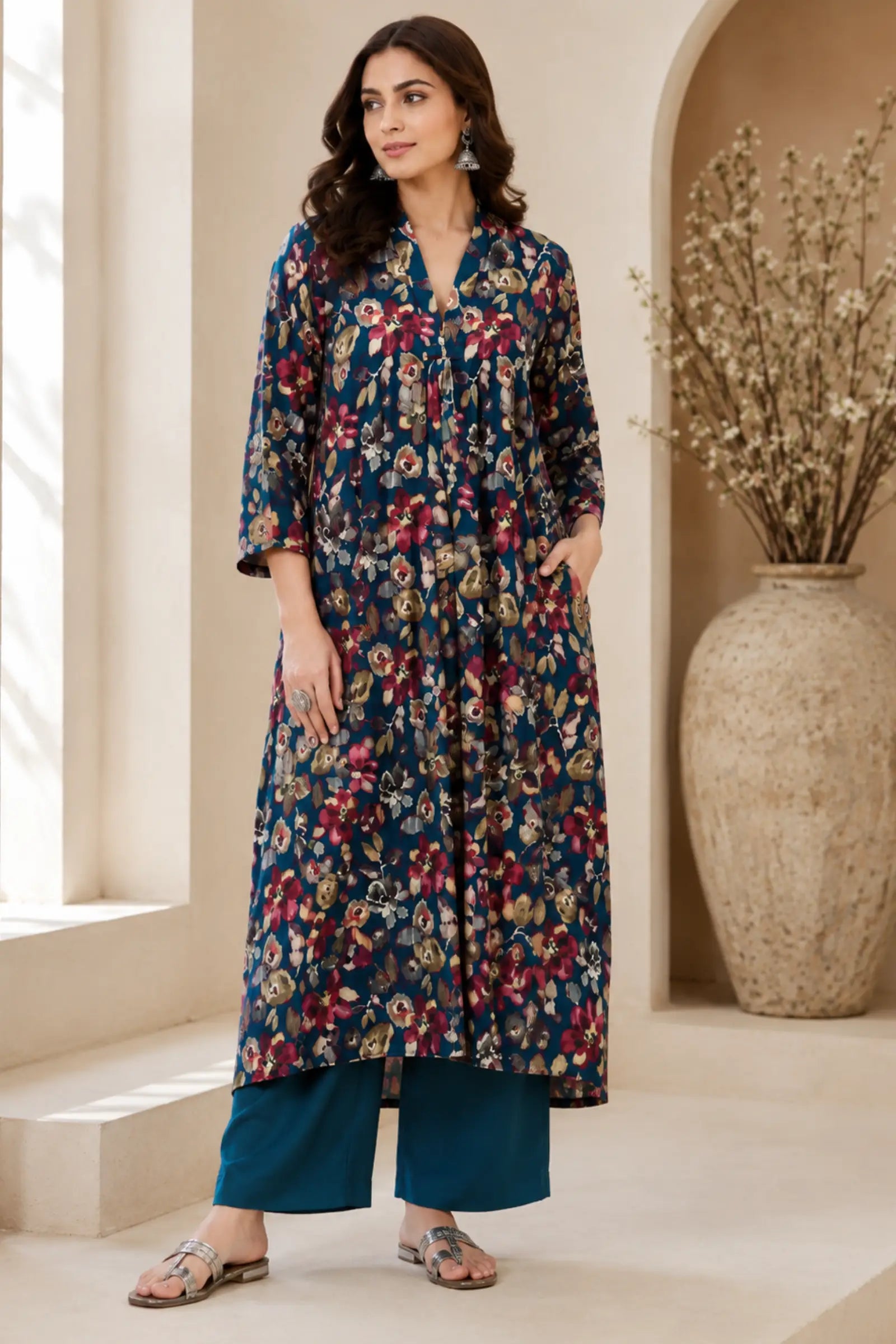 Hansa Cotton Floral Print Complete Suit Set