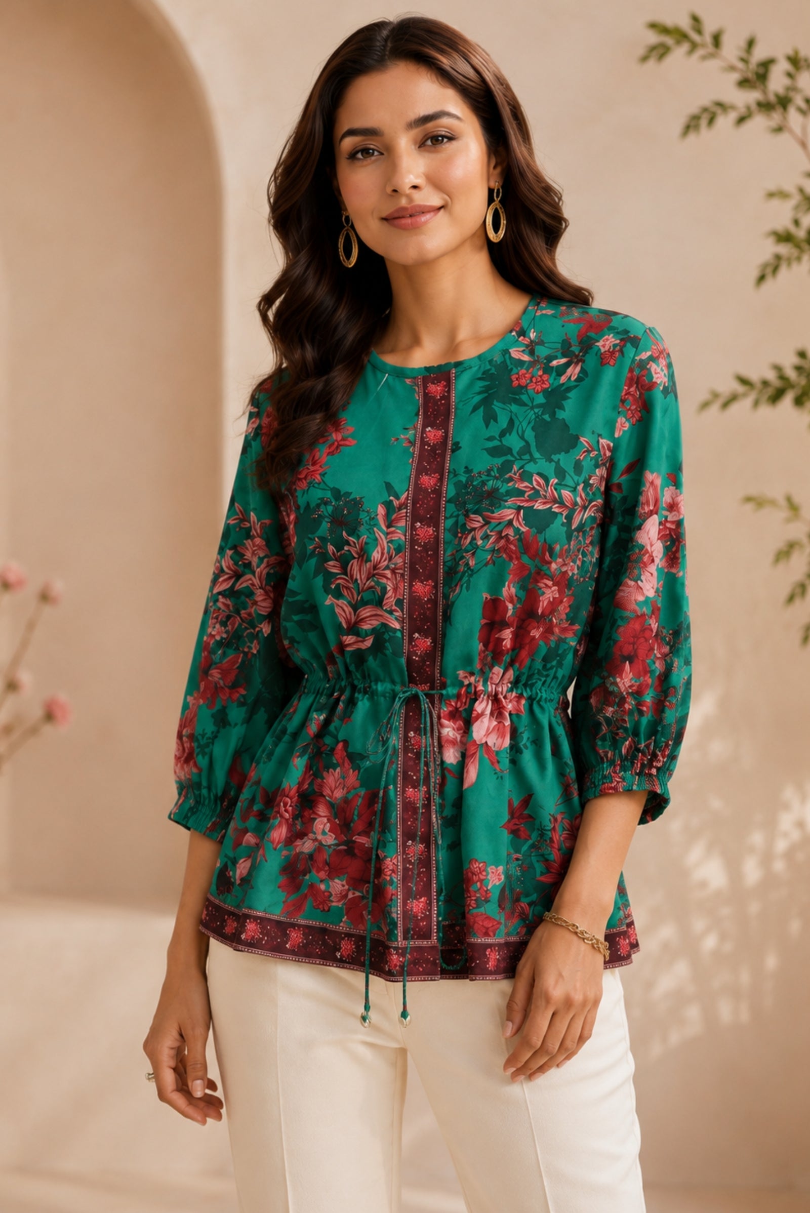 Bela Crepe Floral Print Top