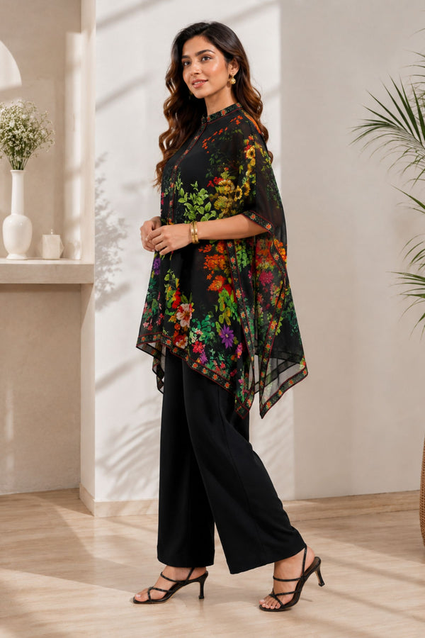 Harshi Gergette Black Floral Print Top