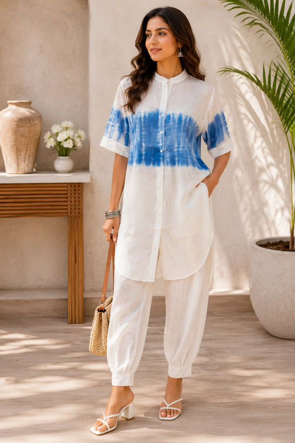 Blue Breeze Tie-Dye Cotton Co-ord Set