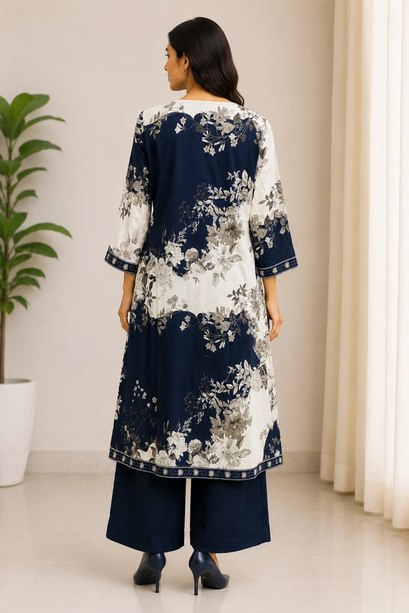 Heya Cotton Printed Semi A Line Kurta Set