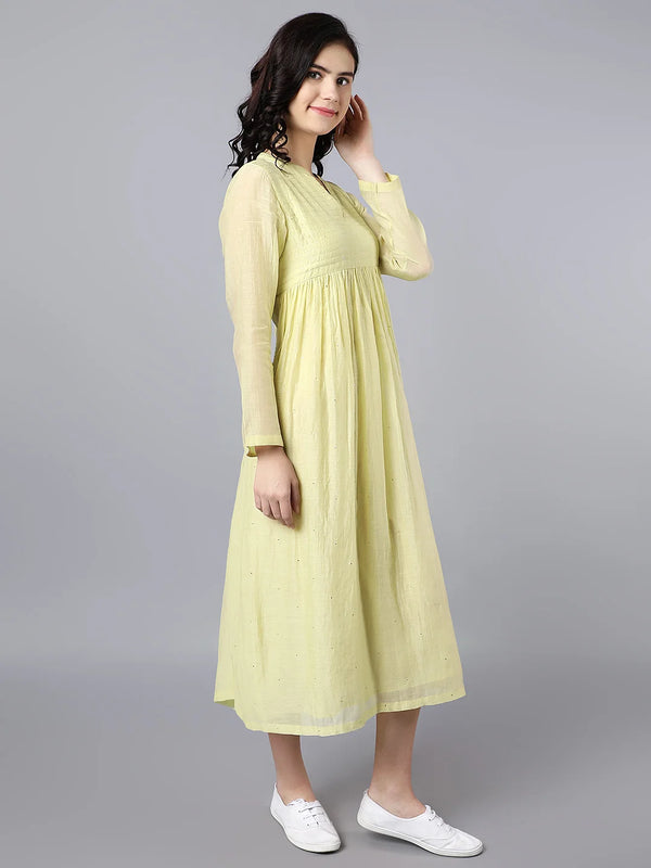 Yellow Dress with Zari Textures