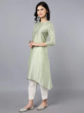 chanderi kurta with mukaish work spread all over front.
