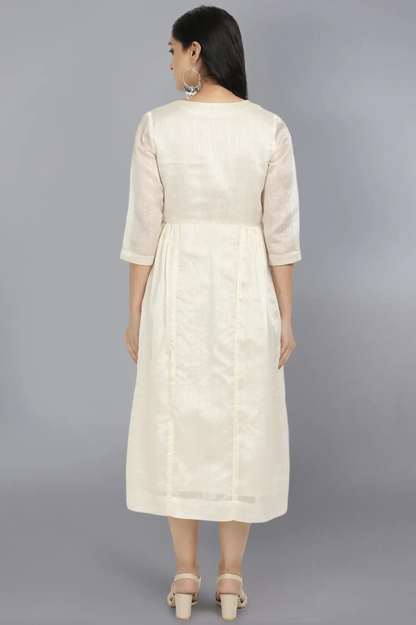 Stripe chanderi embroided Dress
