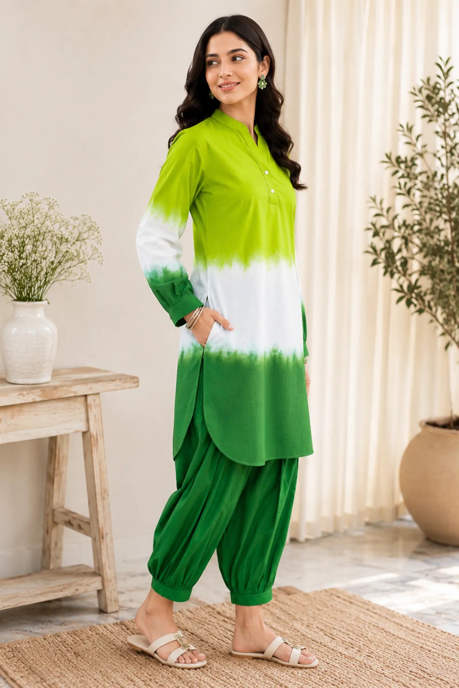 Green Aura Ombre Co-ord Set