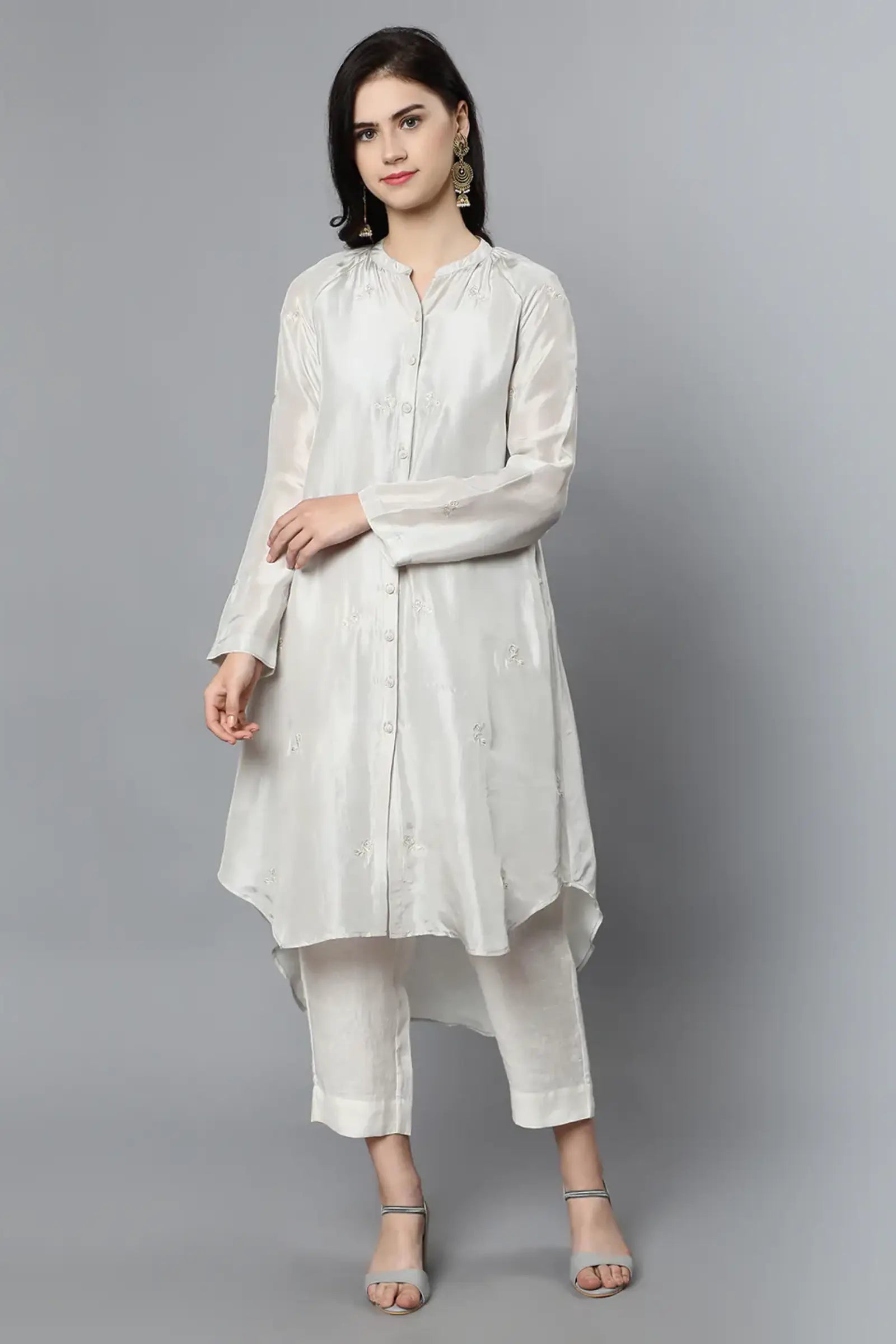 Cupro Silk petal tunic paired with100% Cotton Trouser