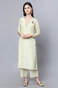 100% Cupro Silk kurta with organza and mukaish sprinkling