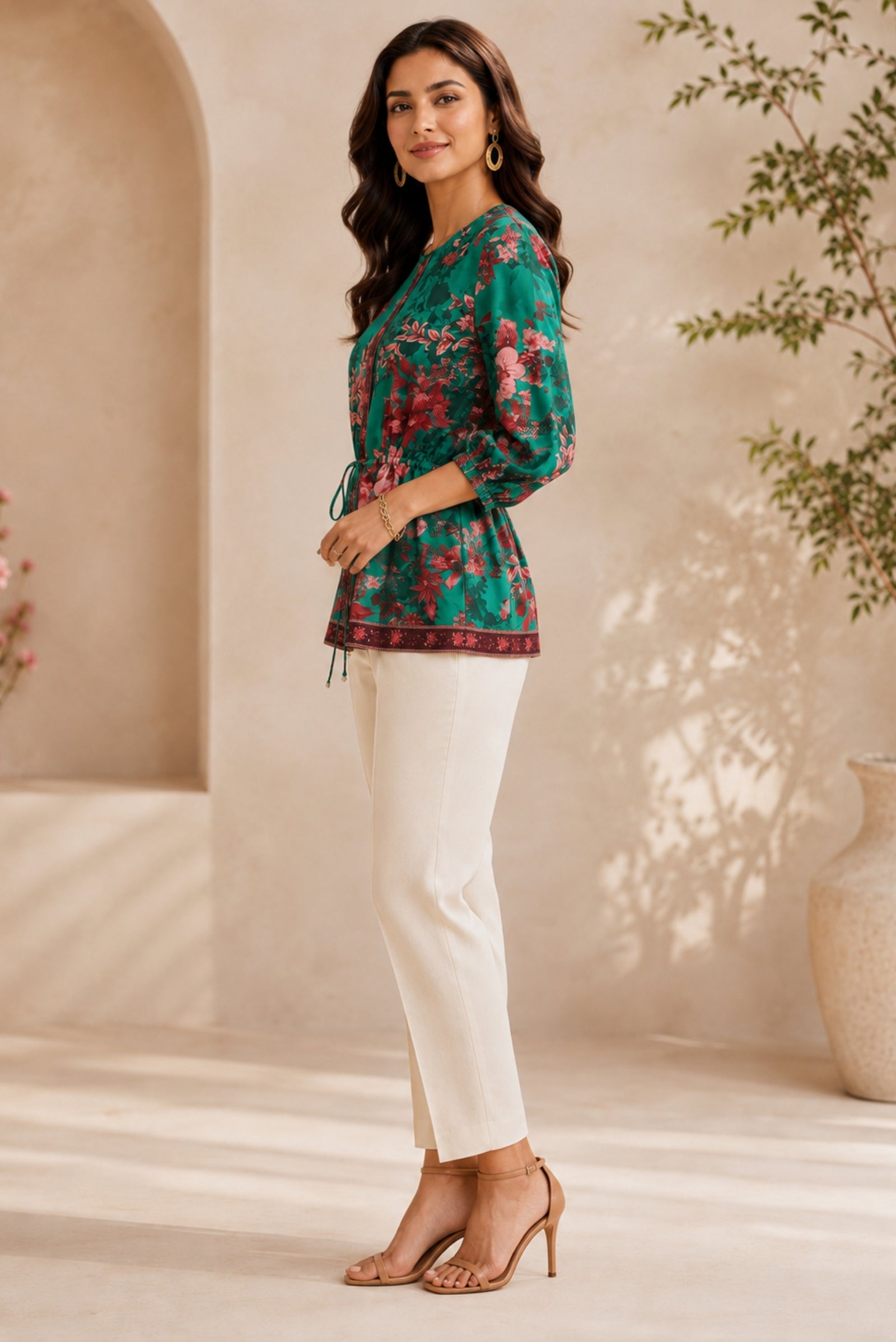 Bela Crepe Floral Print Top