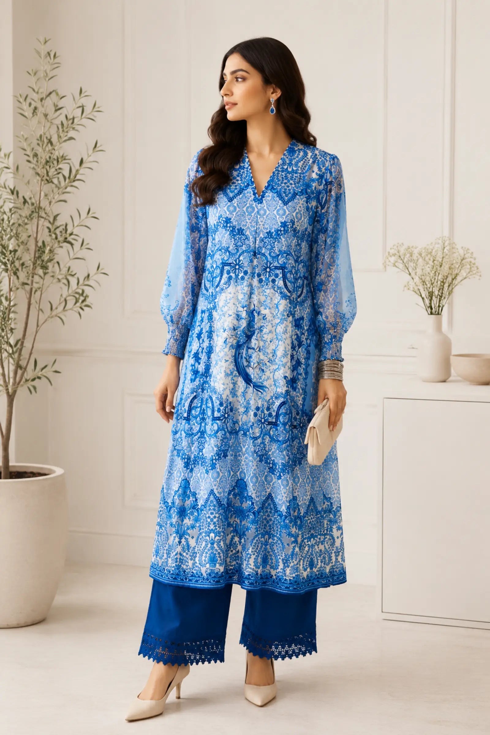 Arvisha Blue Symphony Kurta Palazzo Set
