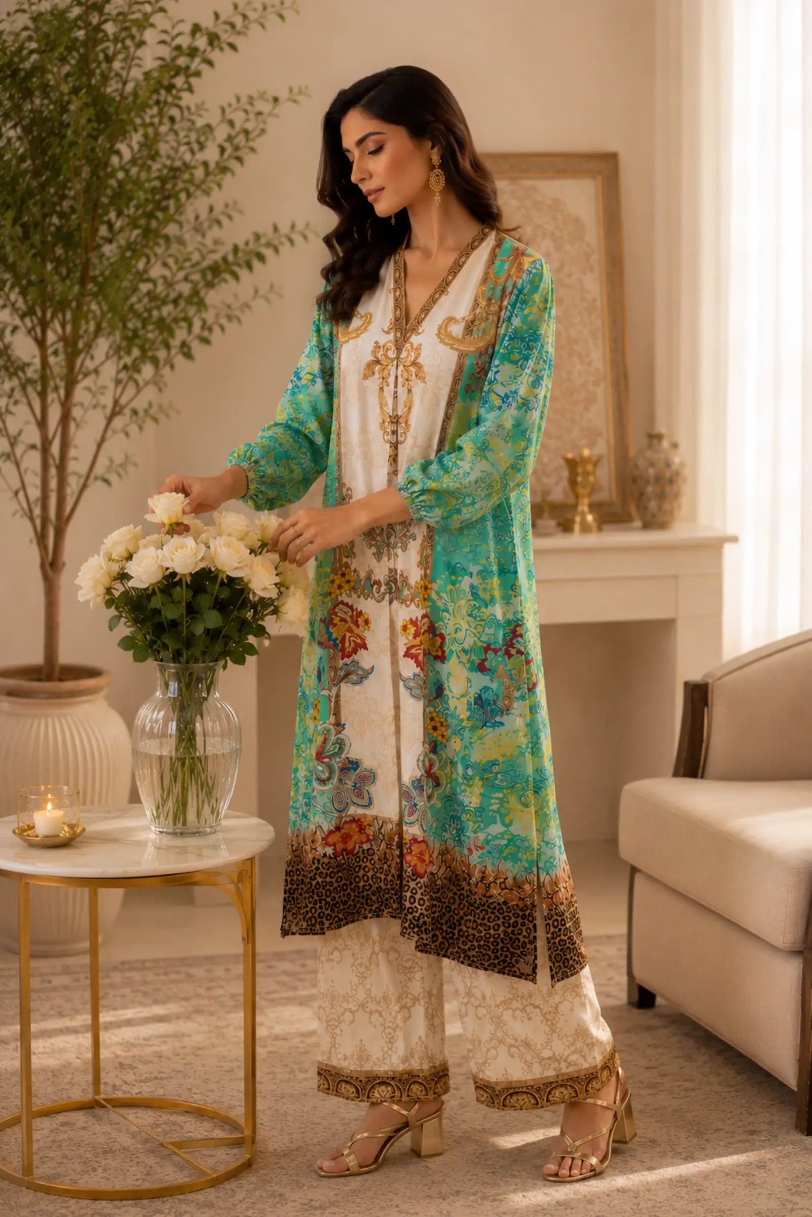 Abstract paisley Printed Kurta With Trouser