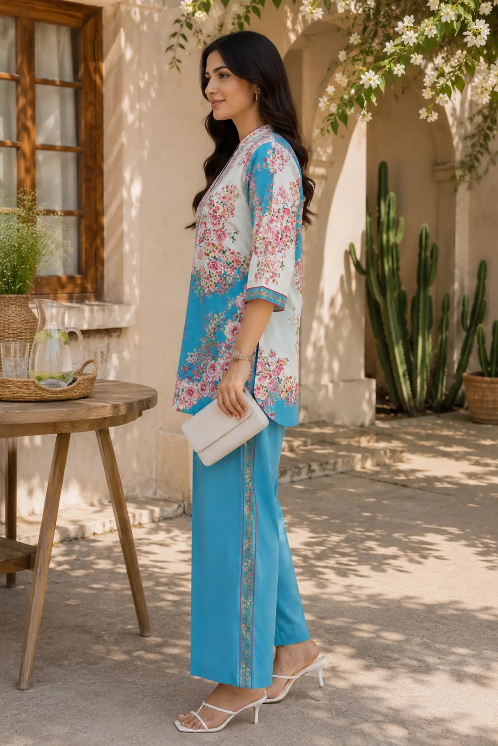 Sky Petals Cotton Co-ord Set