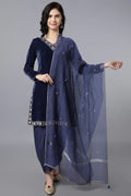 Kurta-viscose velvet + Bottom-bamber satin + Dupatta-chanderi net