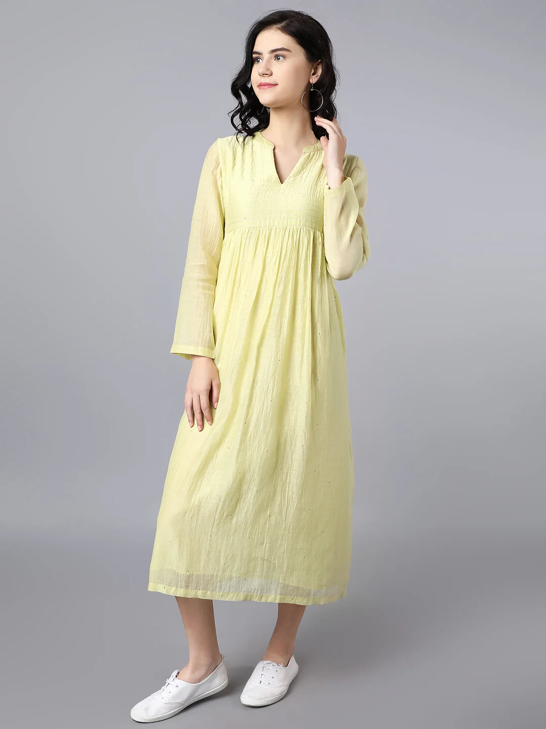 Yellow Dress with Zari Textures