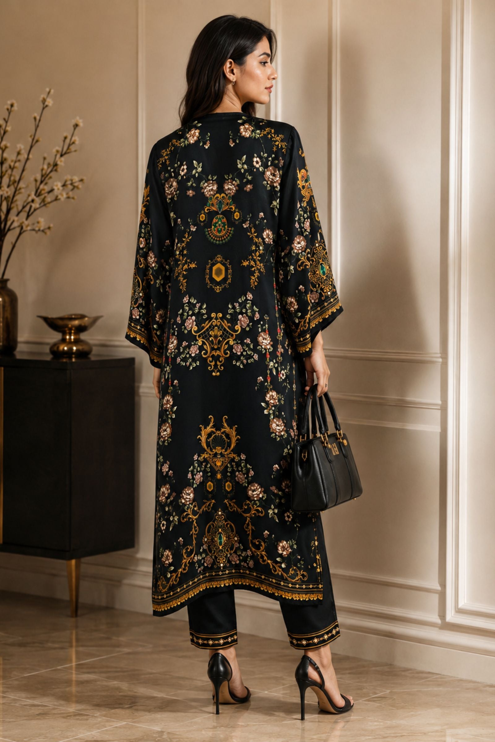 Idhika Modal Satin Printed Kurta Set