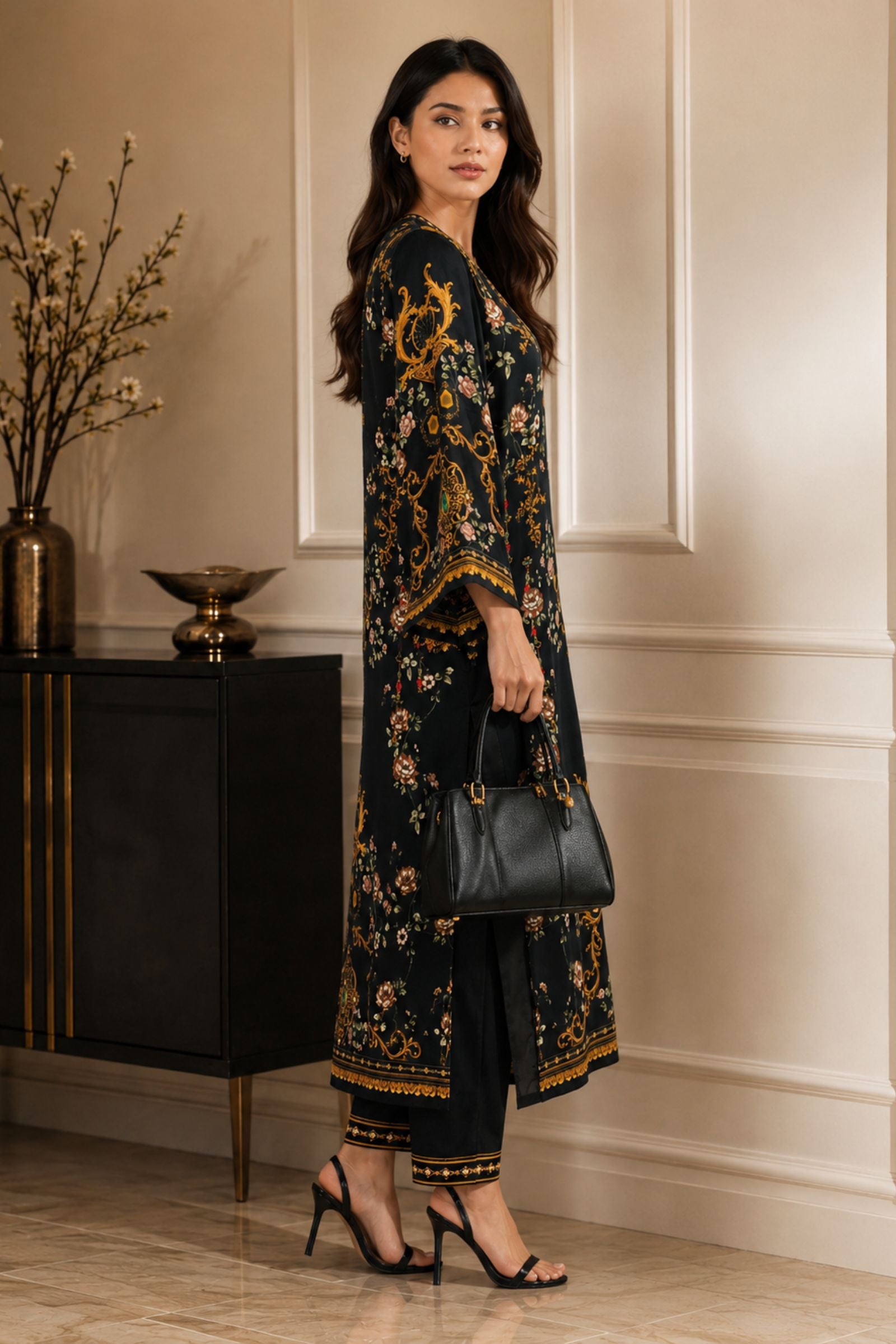 Idhika Modal Satin Printed Kurta Set