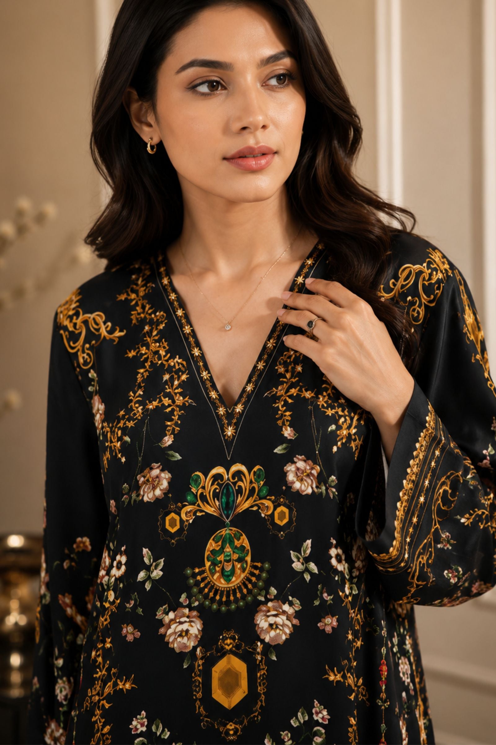 Idhika Modal Satin Printed Kurta Set