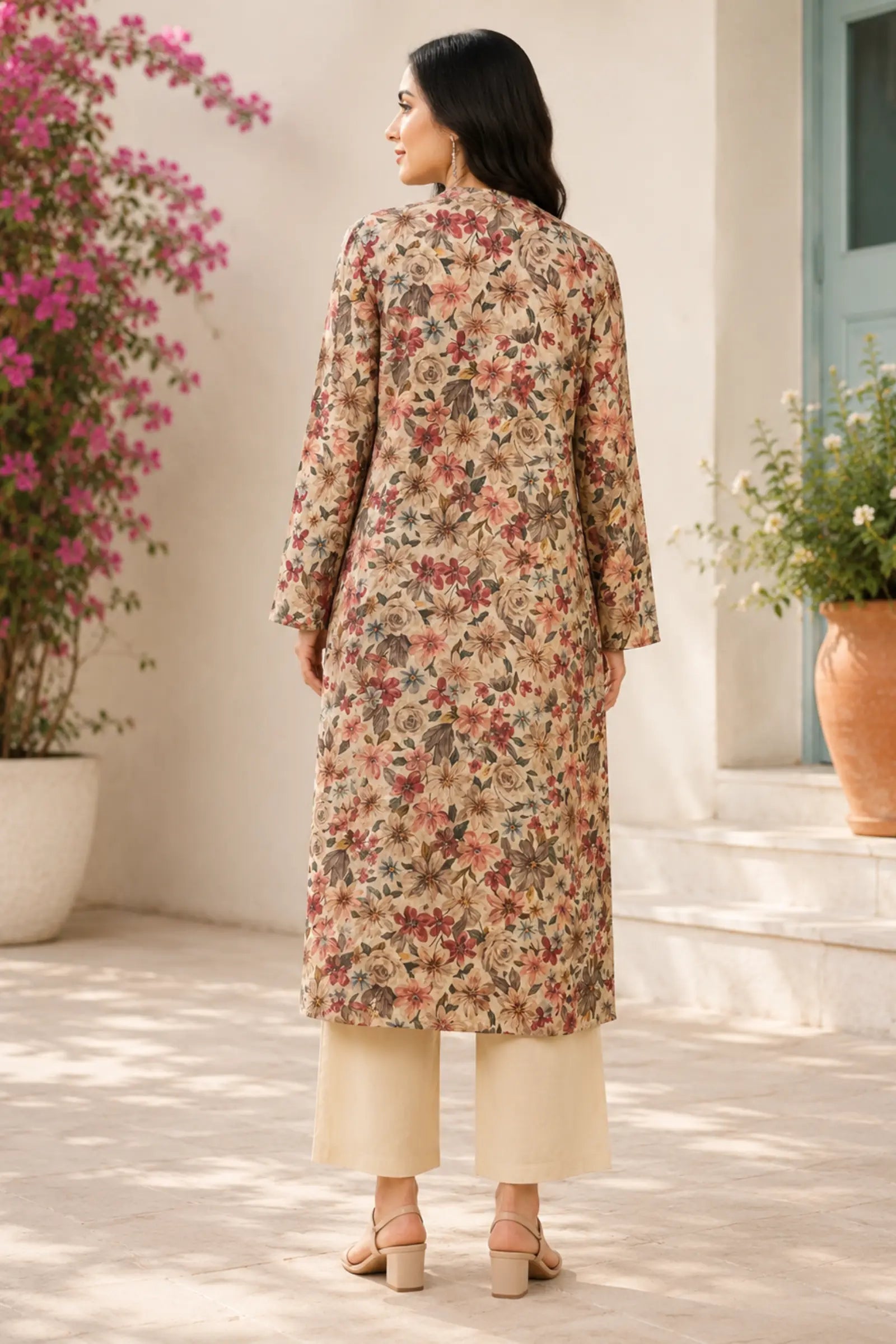 Brahmi Cotton Multicolor Floral Print Kurta Set