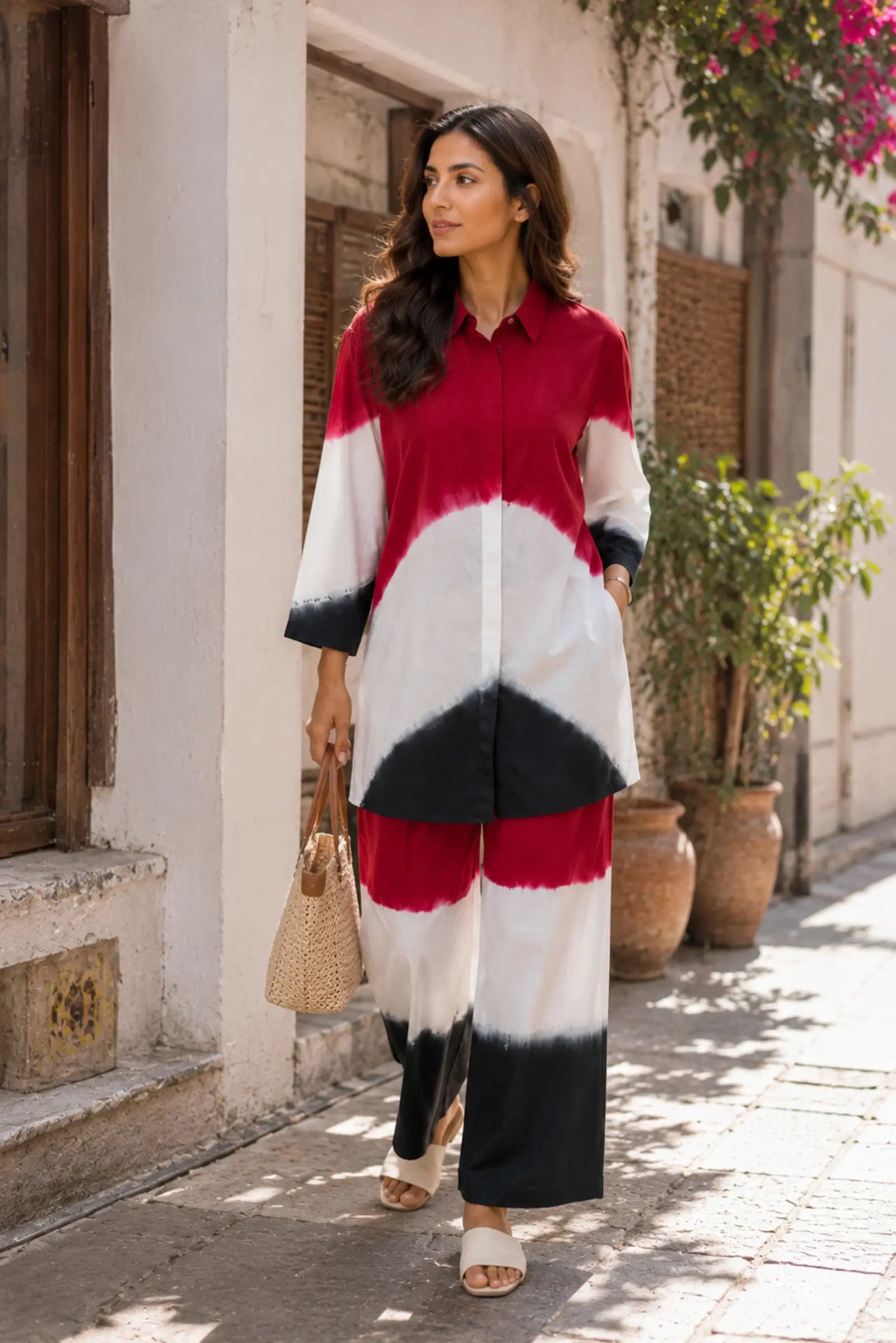 Yauvini Crimson Tide Tie-Dye Cotton Co-Ord Set