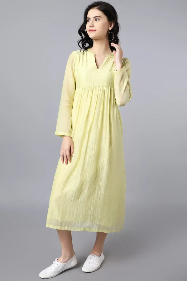 Yellow Dress with Zari Textures