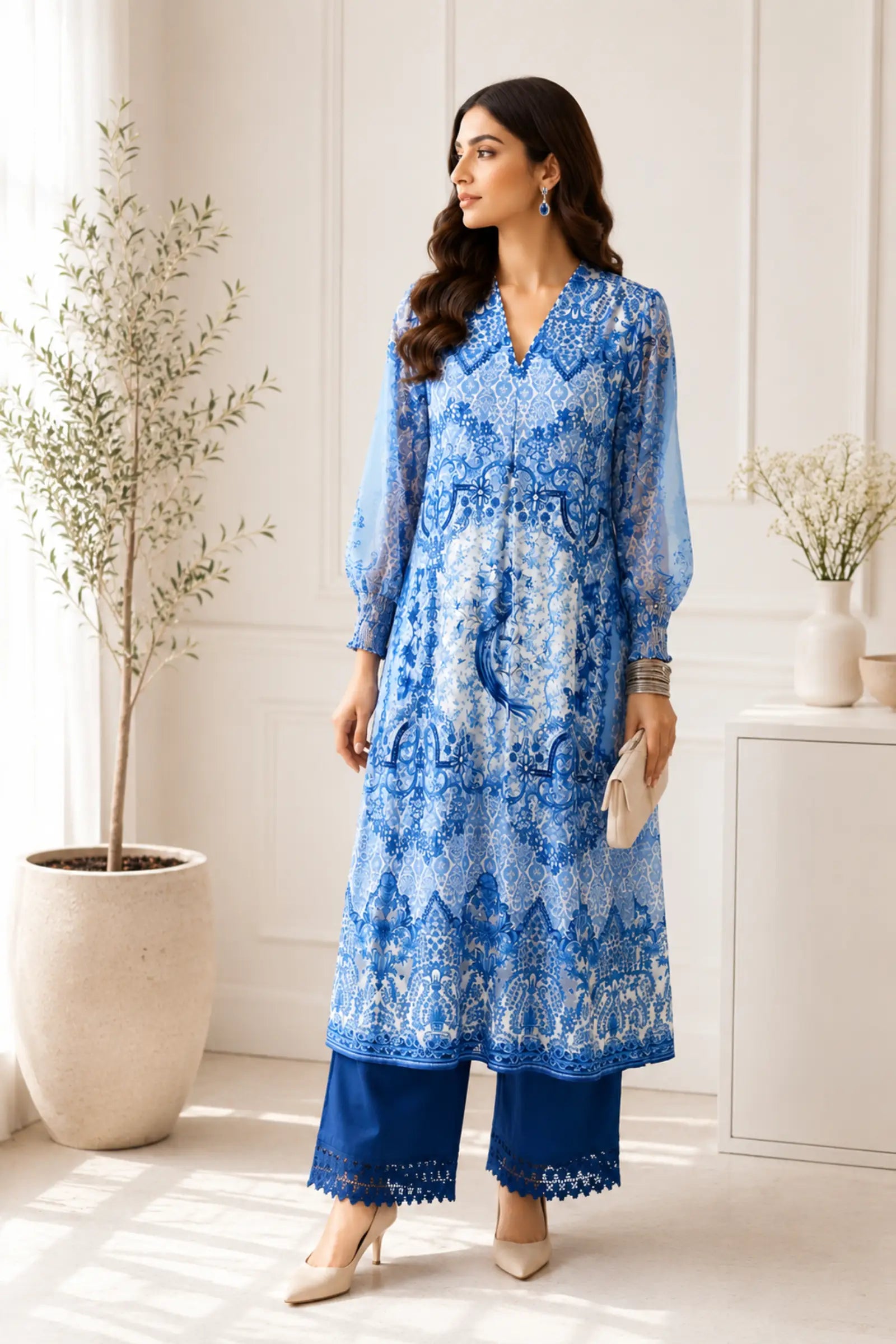 Arvisha Blue Symphony Kurta Palazzo Set