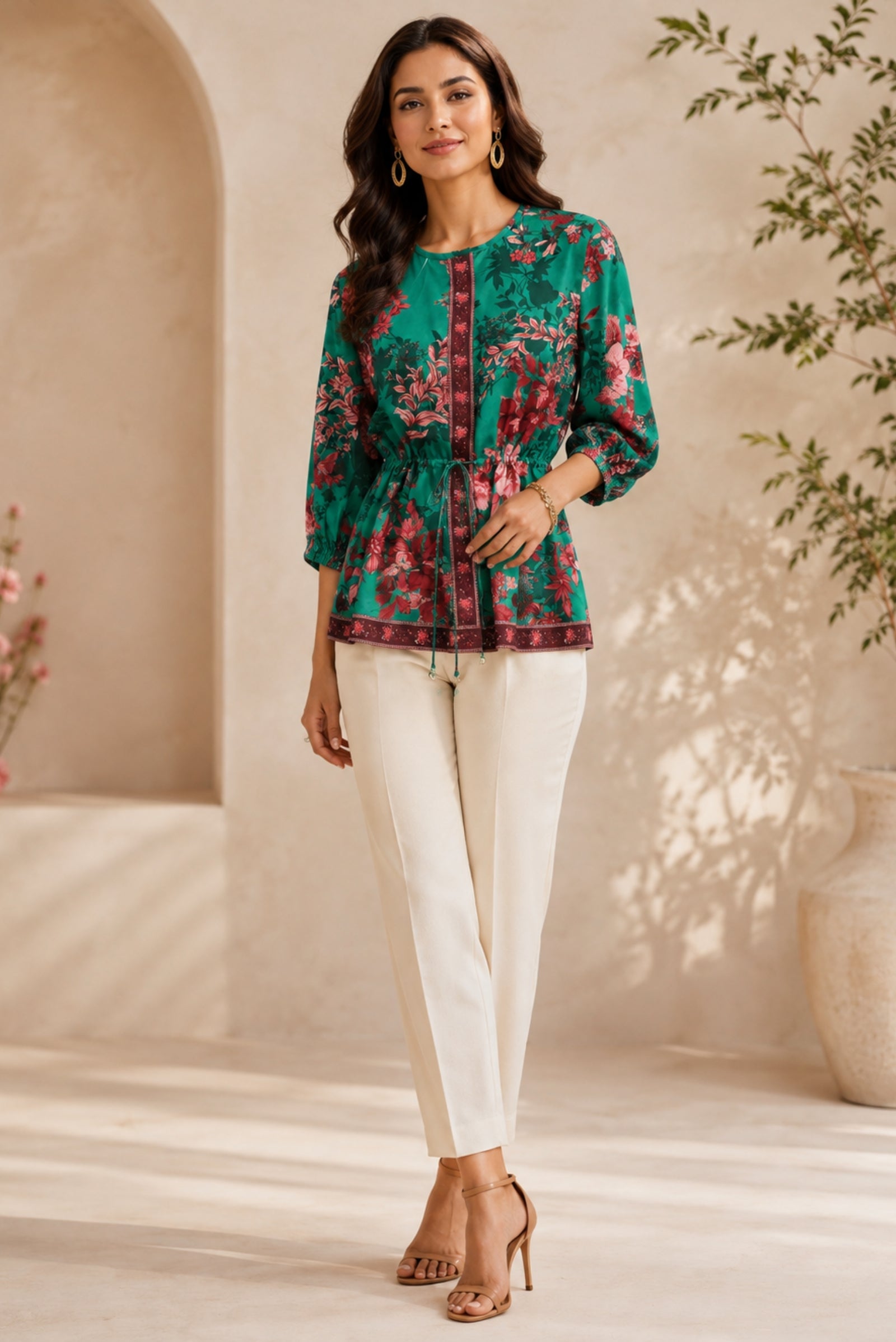 Bela Crepe Floral Print Top