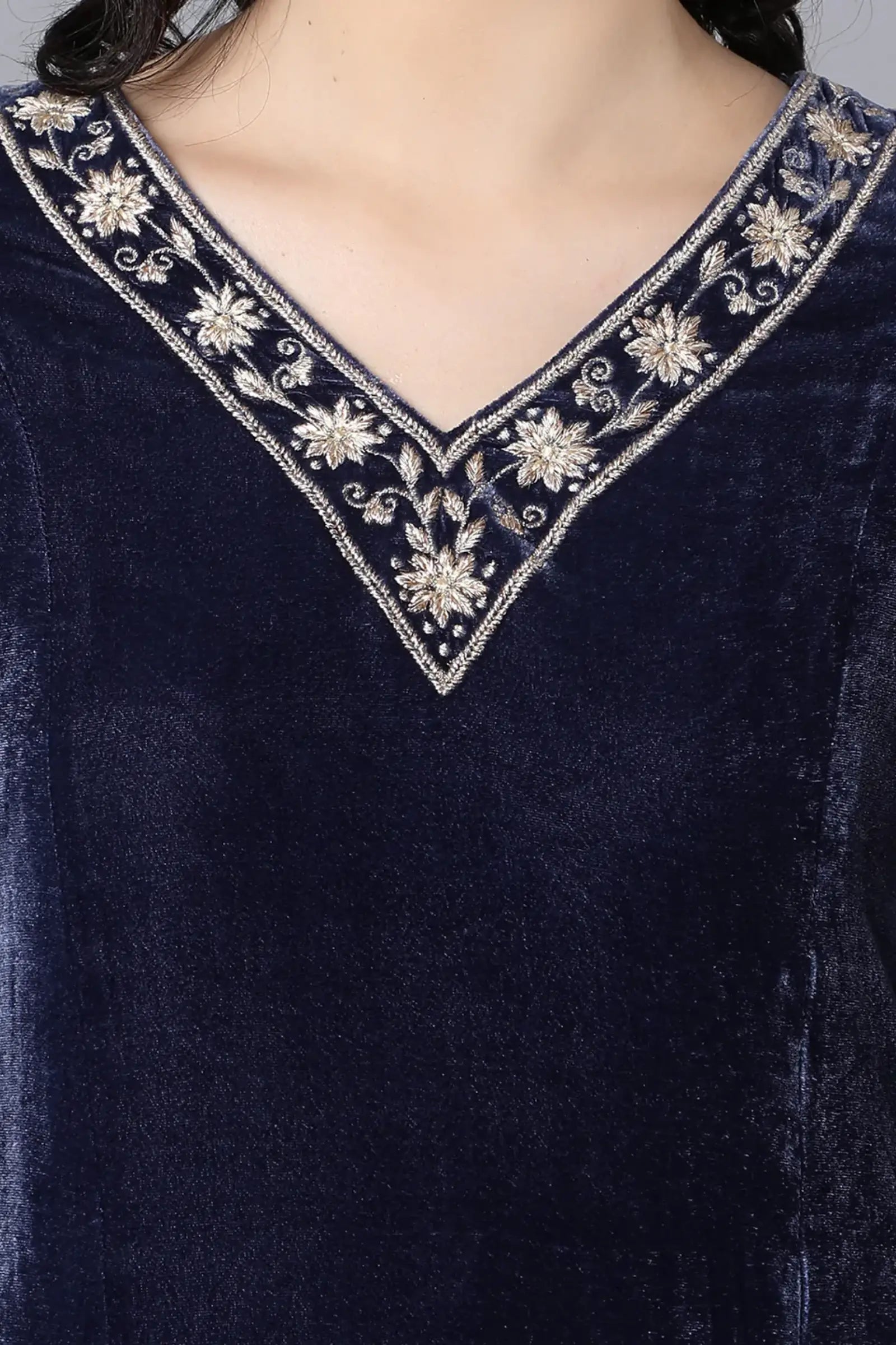 Kurta-viscose velvet + Bottom-bamber satin + Dupatta-chanderi net