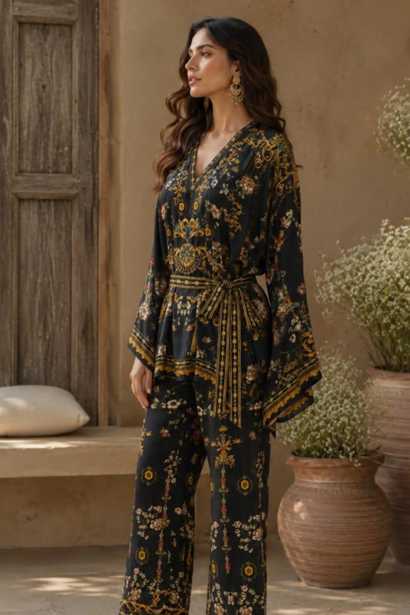 Swara Modal Satin Ditsy Floral Print Co-ord Set
