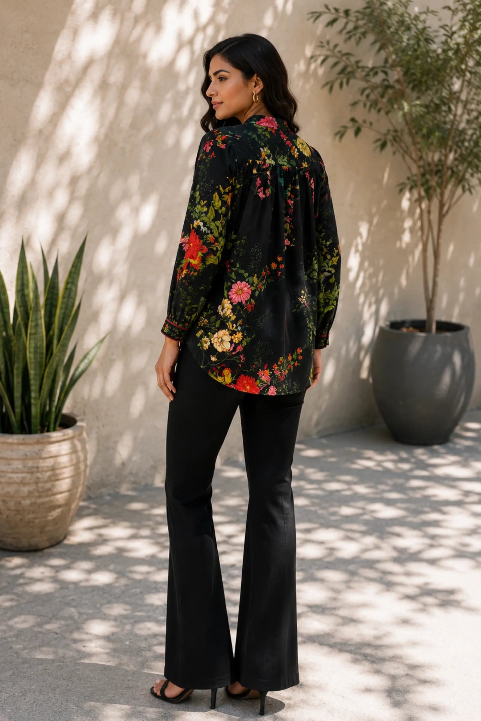 Black Bouquet Cotton Shirt