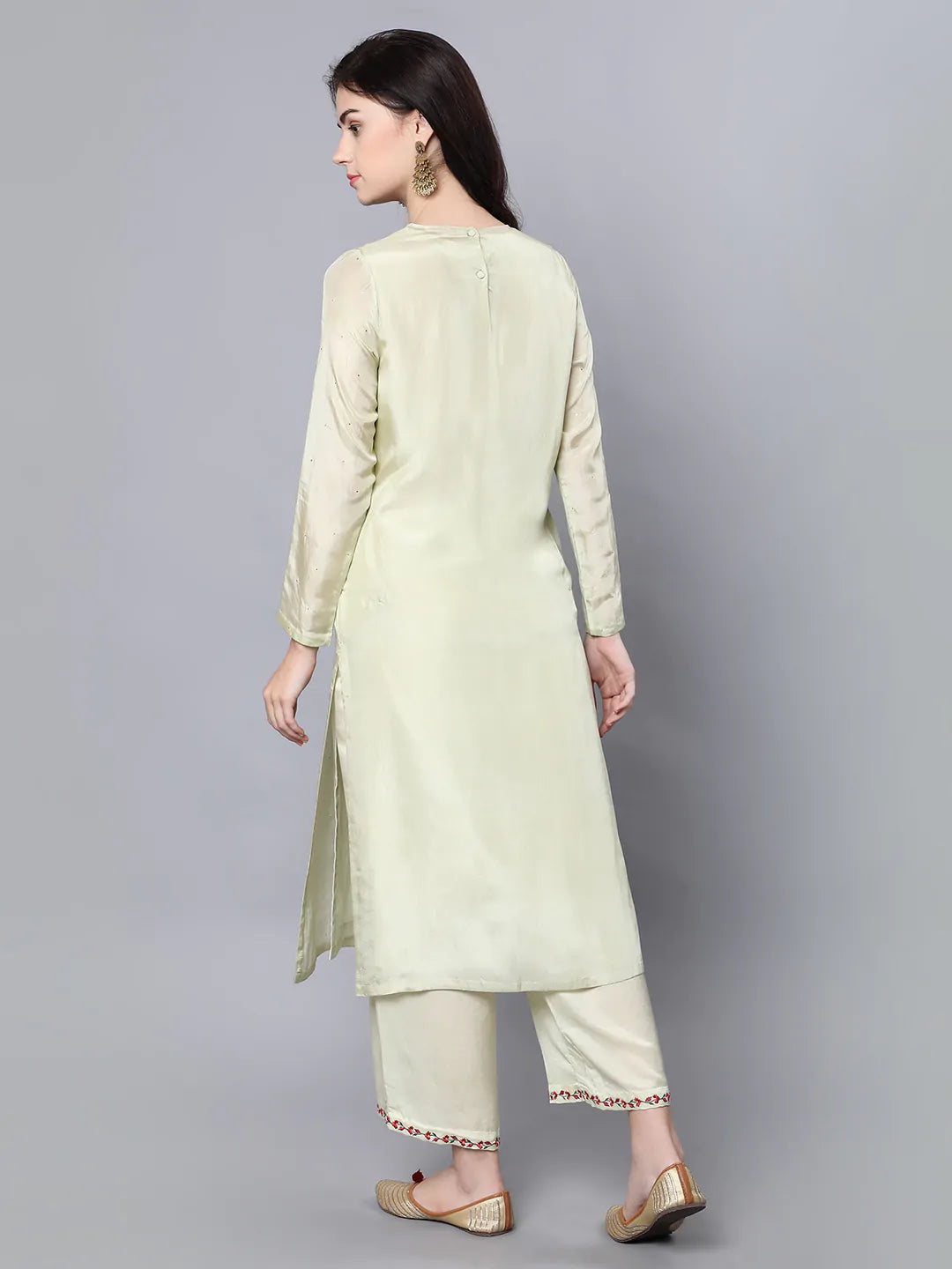 100% Cupro Silk kurta with organza and mukaish sprinkling