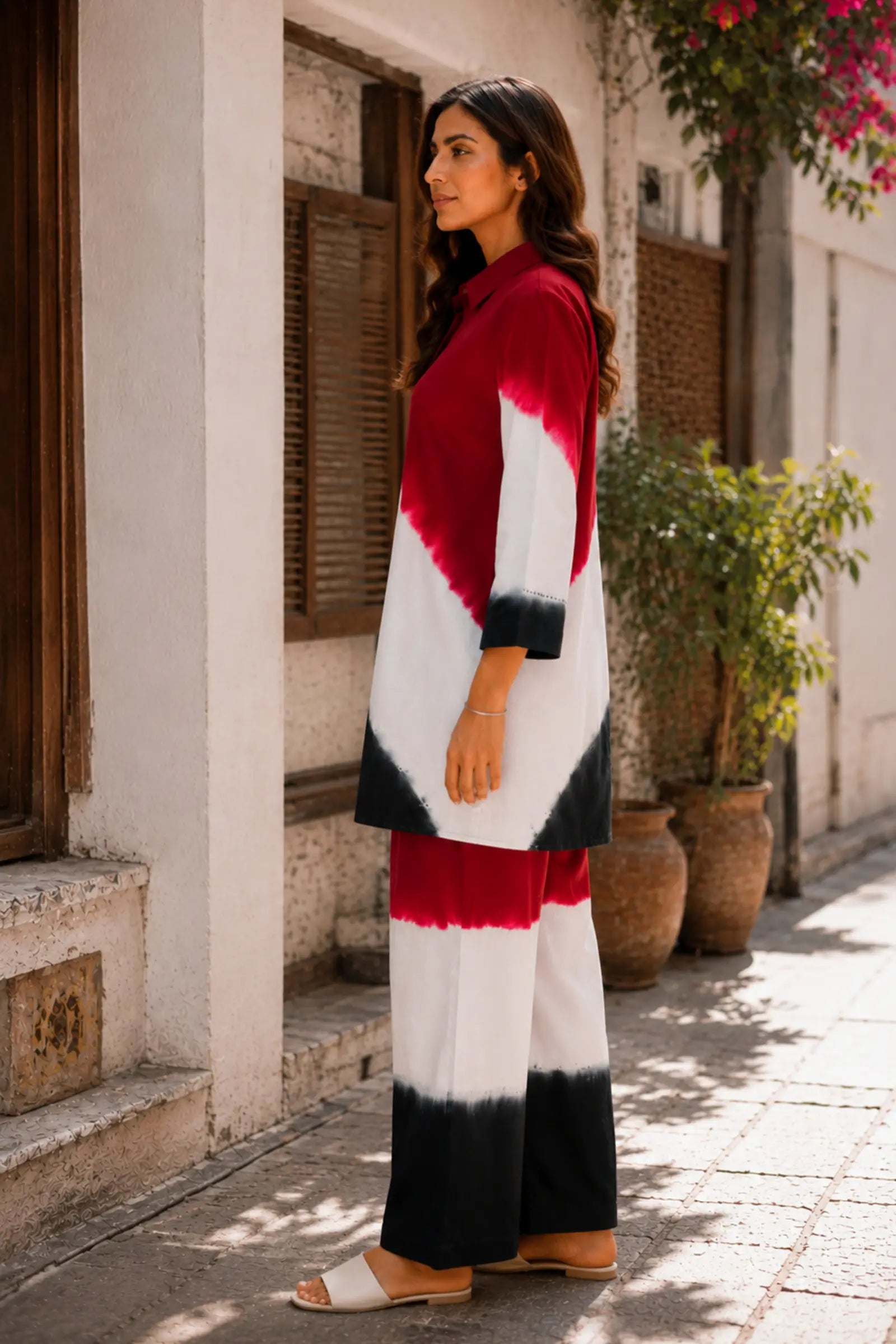 Yauvini Crimson Tide Tie-Dye Cotton Co-Ord Set