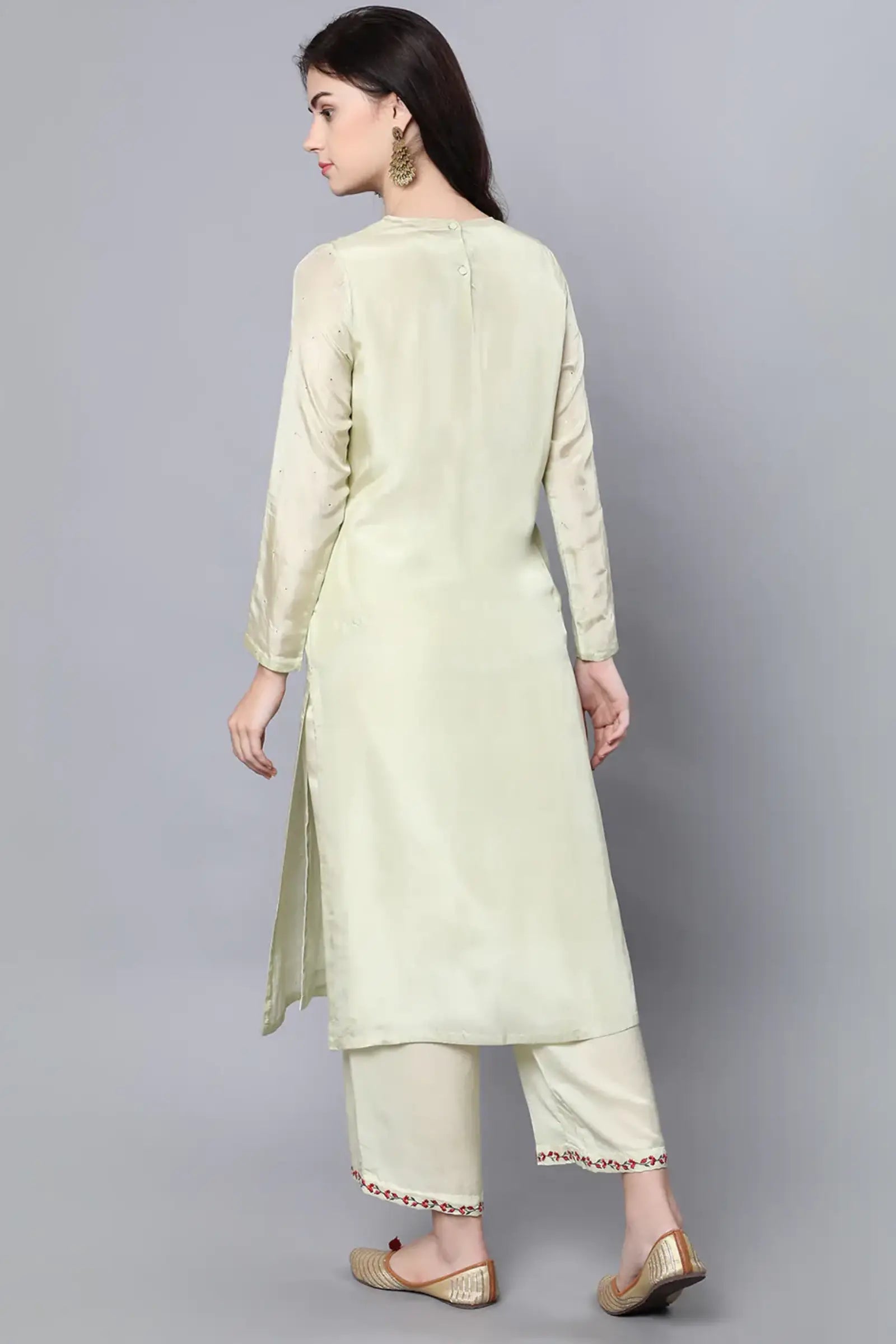 Cupro Silk kurta with organza and mukaish sprinkling