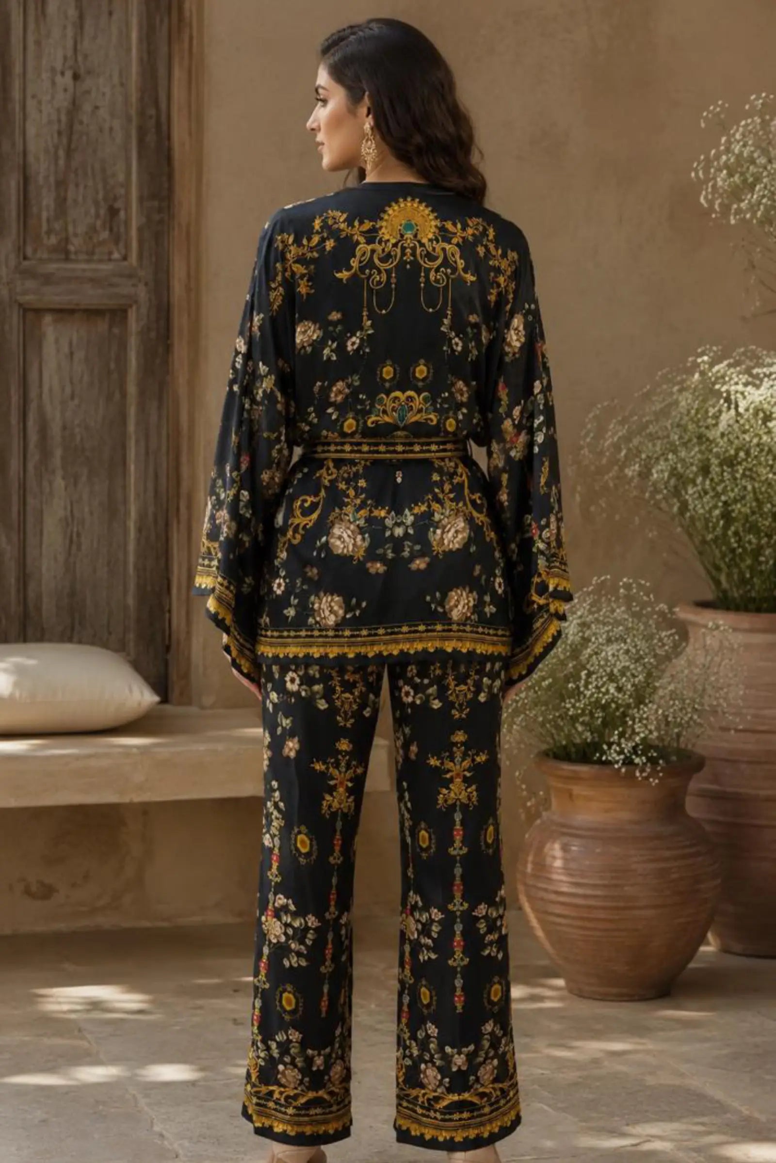 Swara Modal Satin Ditsy Floral Print Co-ord Set