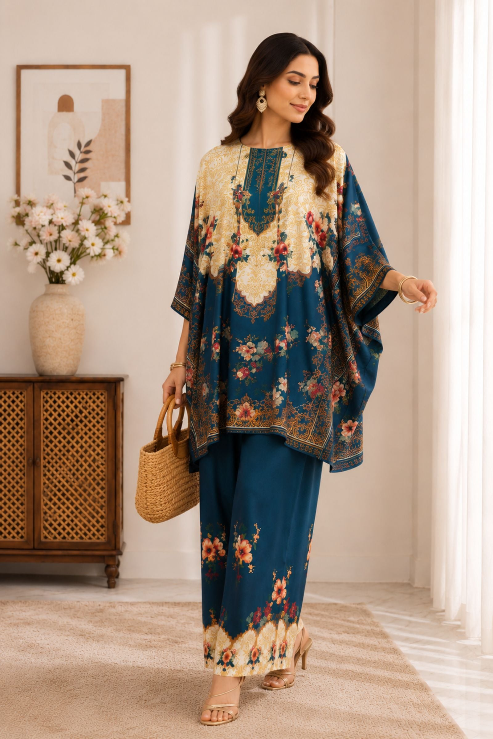 Miraya Moska Satin Printed Kurta Set