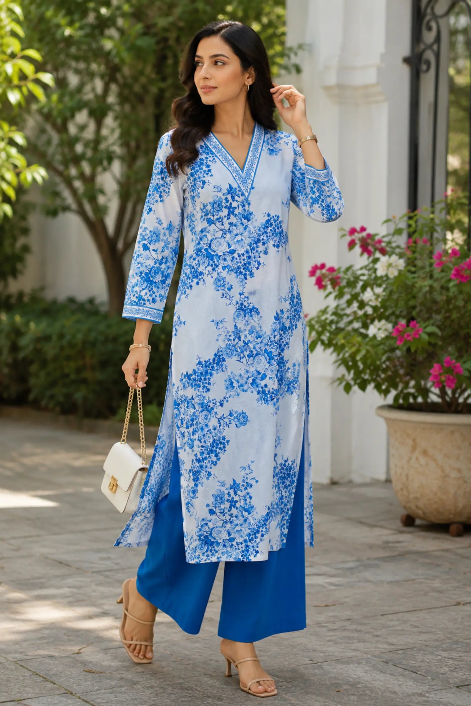 Sitara Cotton Printed Semi A Line Kurta Set