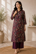 Edha Cotton Purple Floral Print Kurta Set