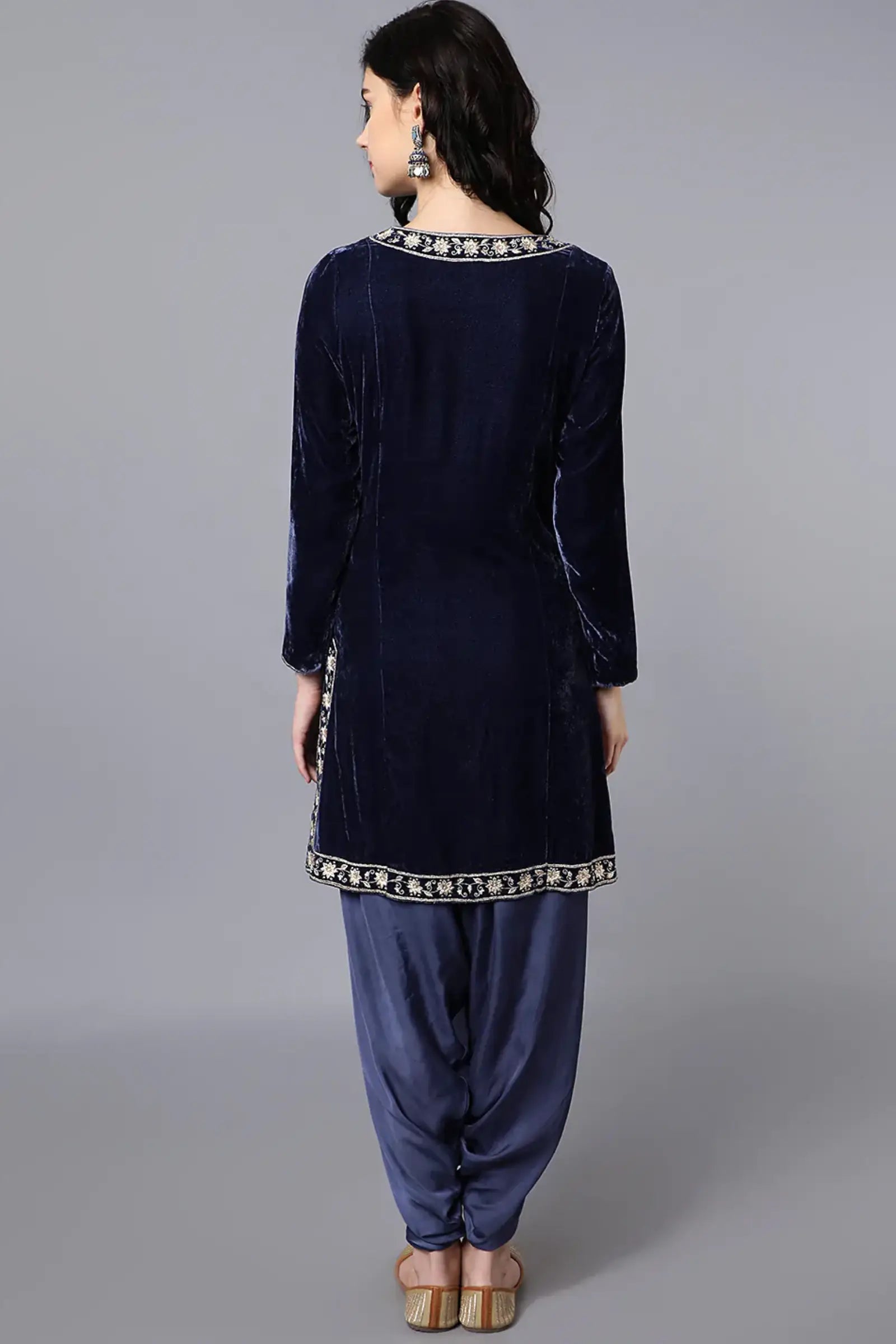 Kurta-viscose velvet + Bottom-bamber satin + Dupatta-chanderi net