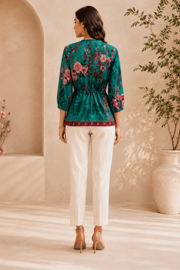 Bela Crepe Floral Print Top