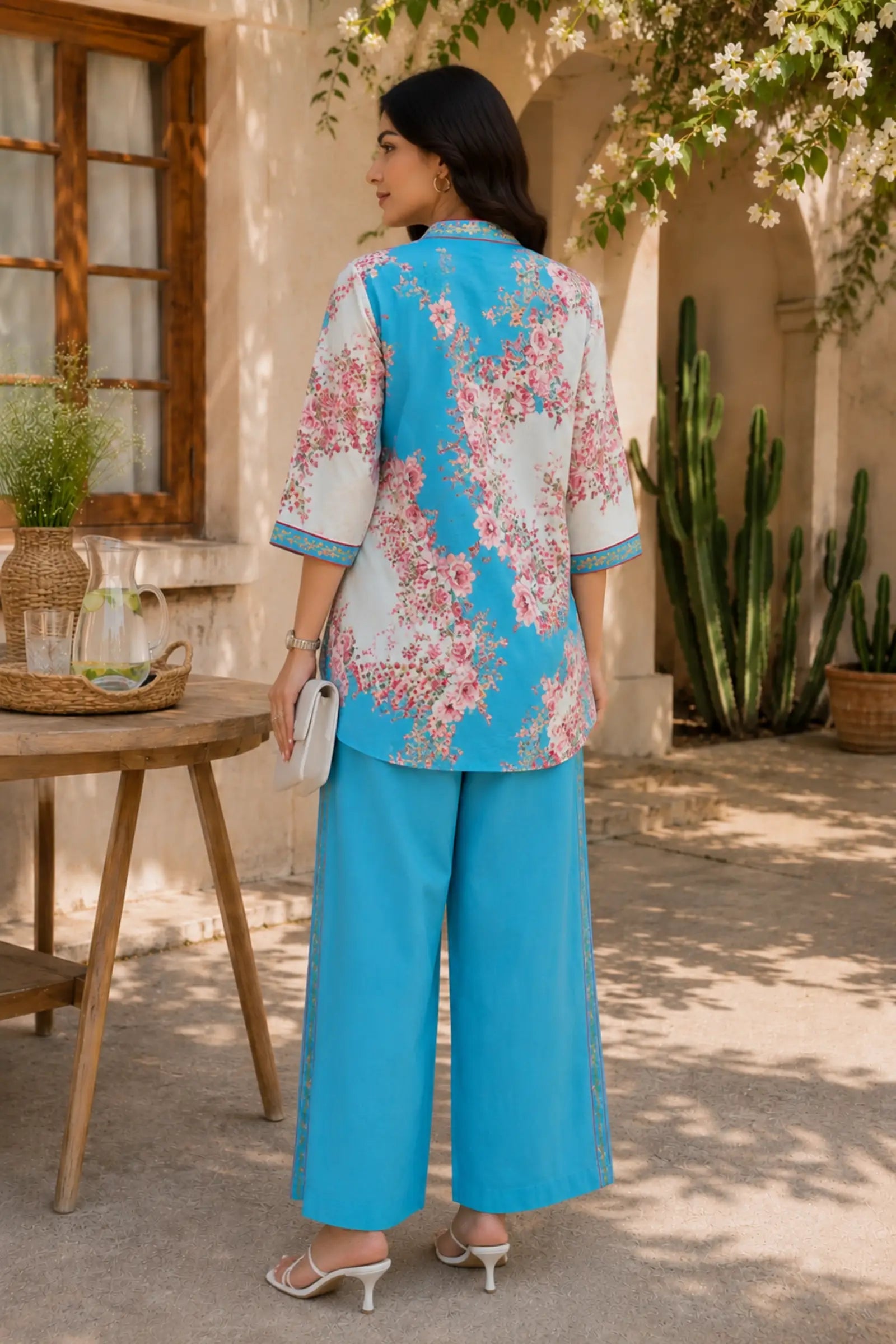 Sky Petals Cotton Co-ord Set