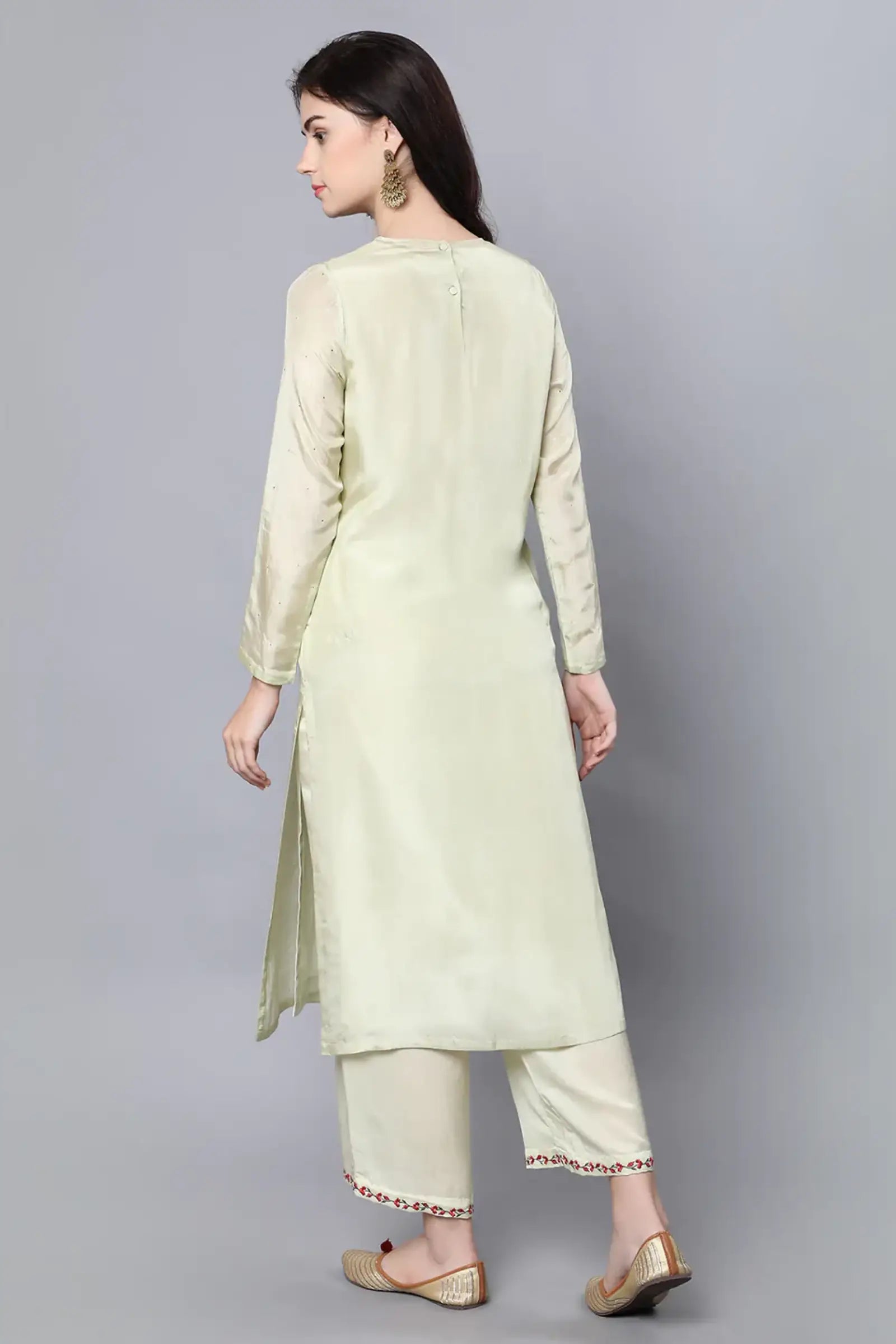 100% Cupro Silk kurta with organza and mukaish sprinkling