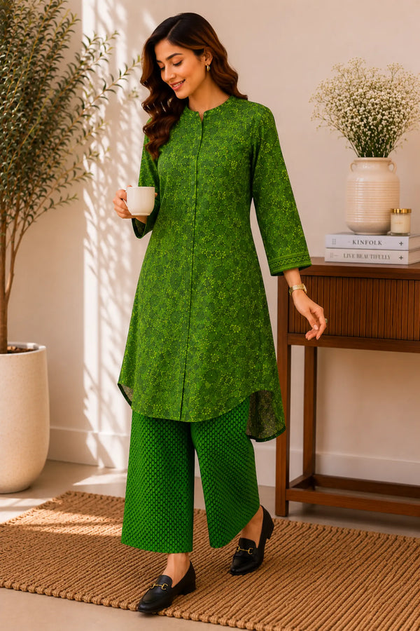 Eesha Cotton Leaf Green Co-ord Set