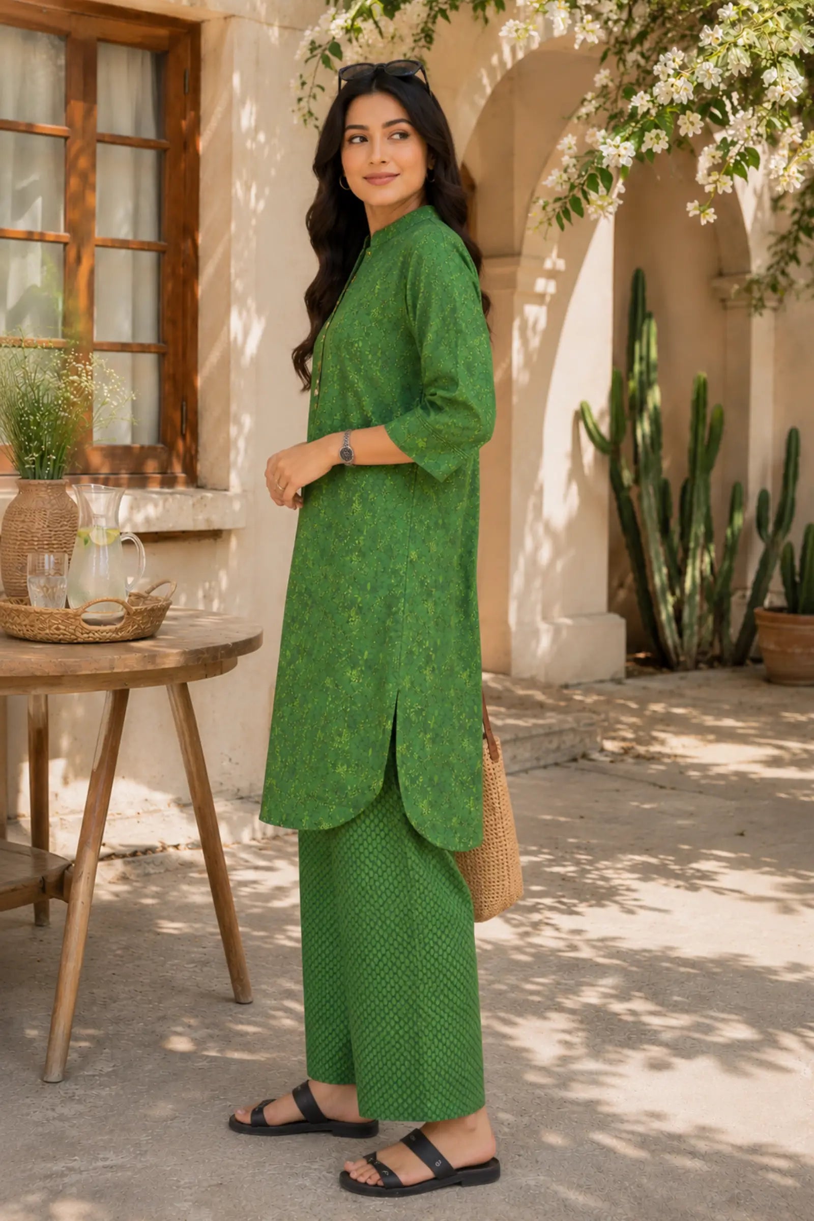Richa Cotton Printed Green Co-ord Set