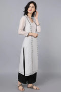 Chanderi kurta with resham and badla embroidery
