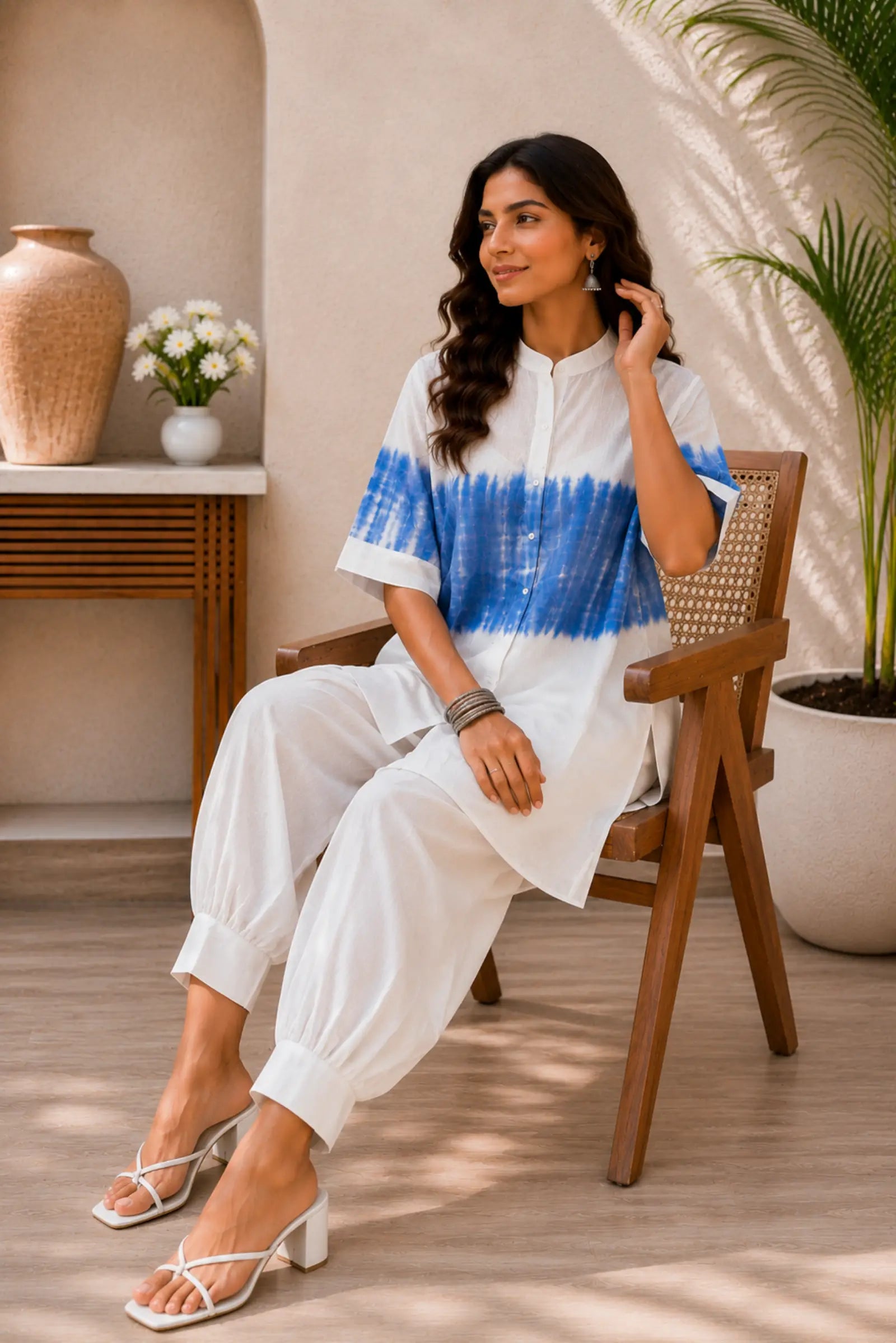 Blue Breeze Tie-Dye Cotton Co-ord Set