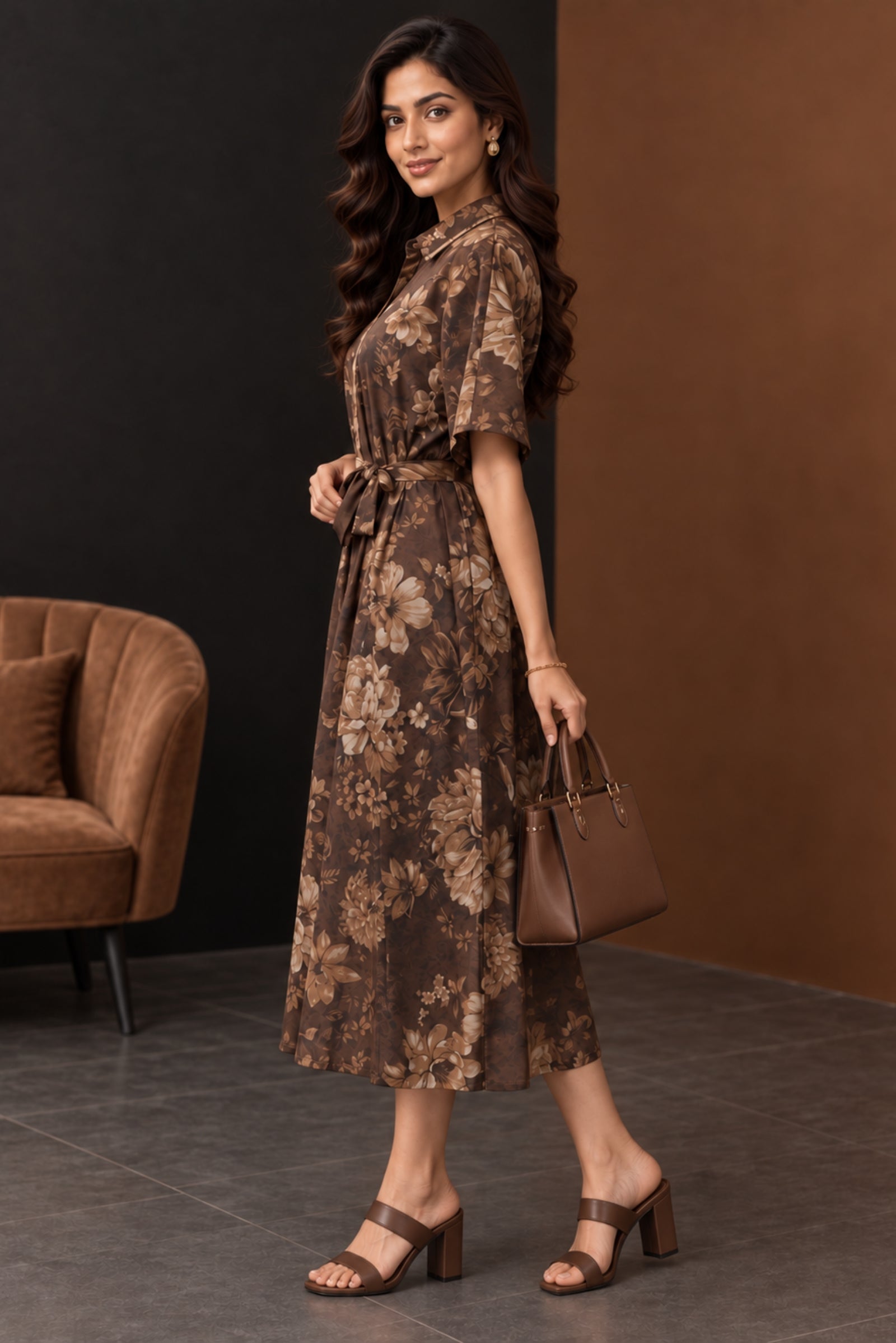 Alisha Cotton Brown Dress